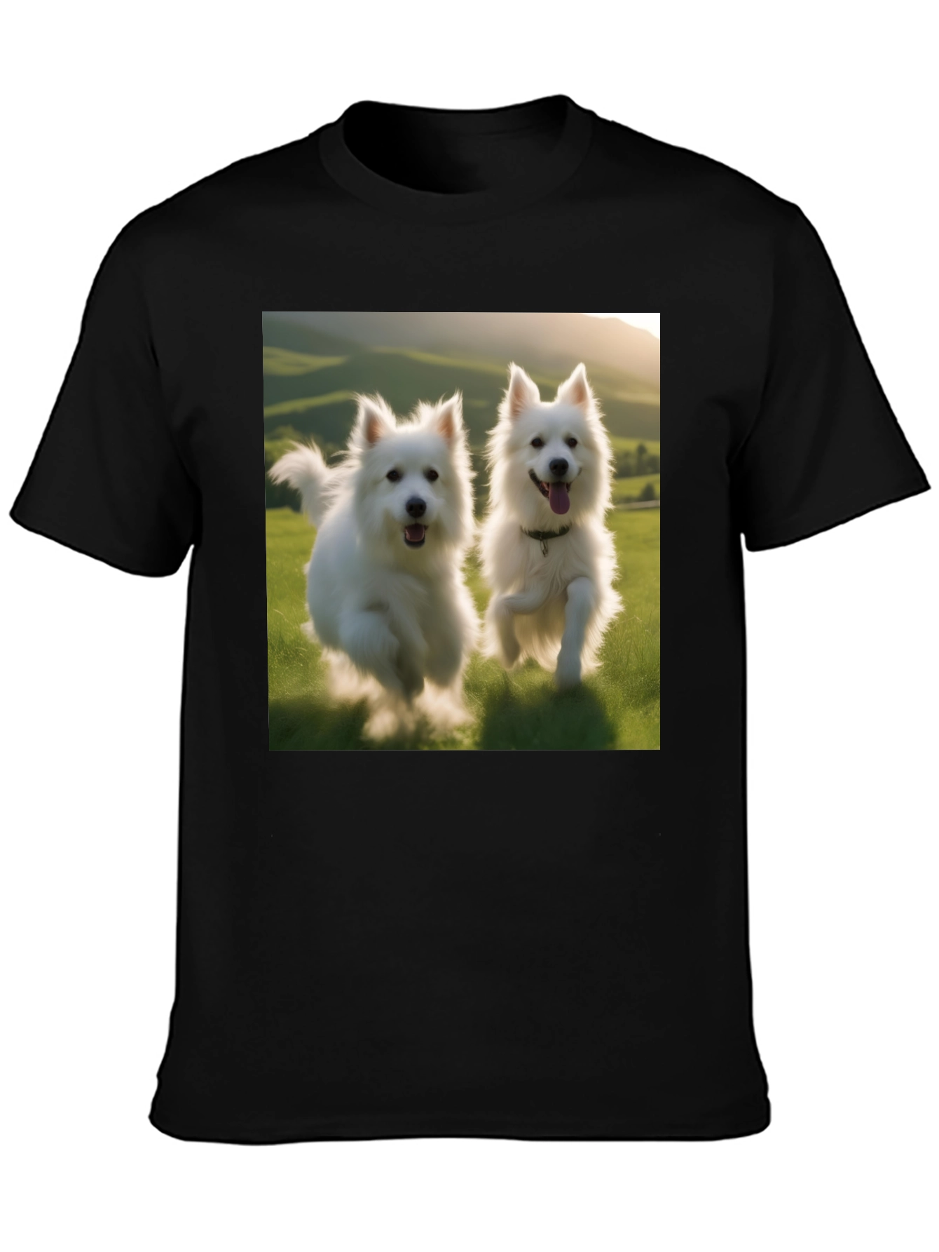 Playful Pups Graphic Tee - Black Cotton Blend