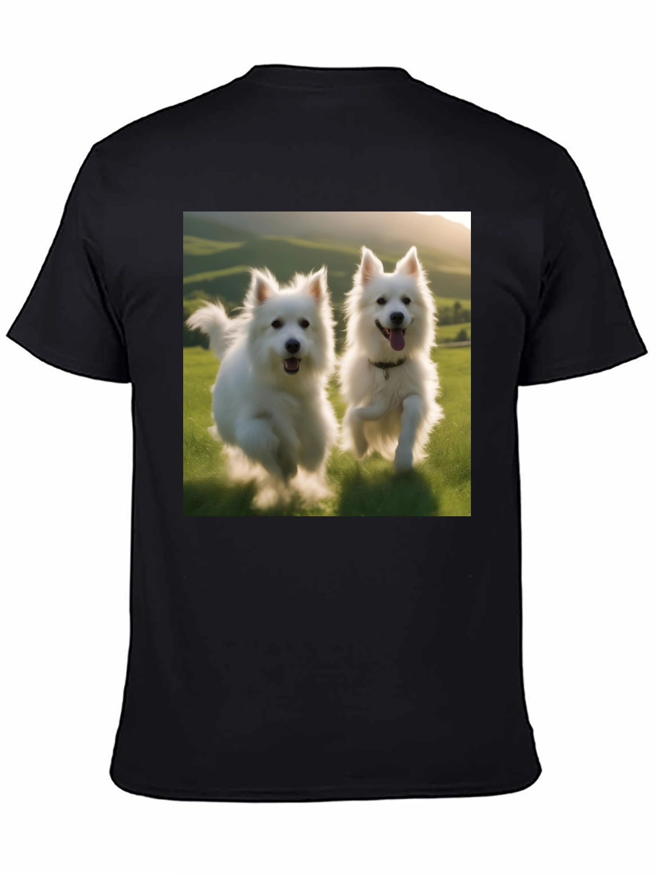 Playful Pups Graphic Tee - Black Cotton Blend
