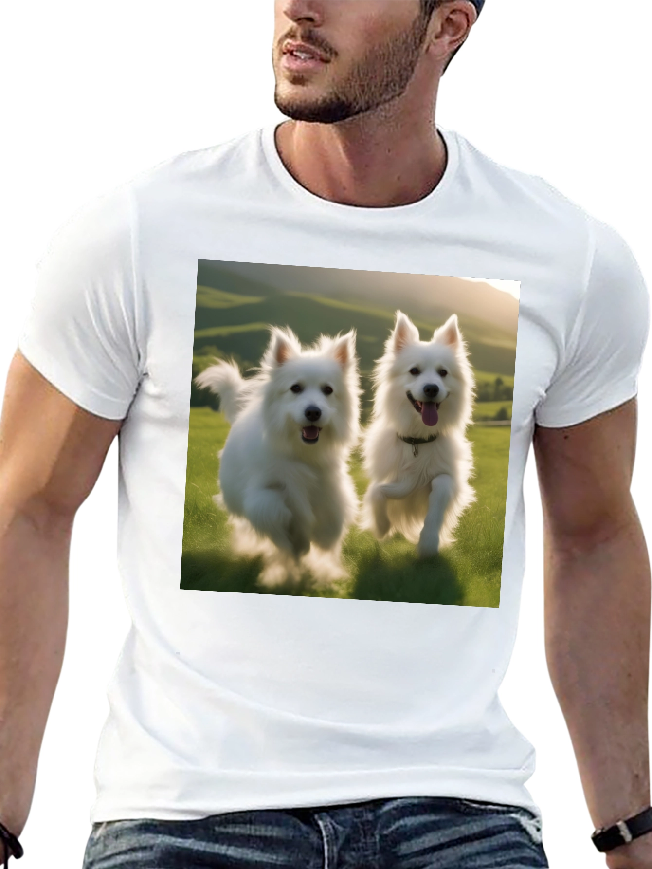 Playful Pups Graphic Tee - Black Cotton Blend