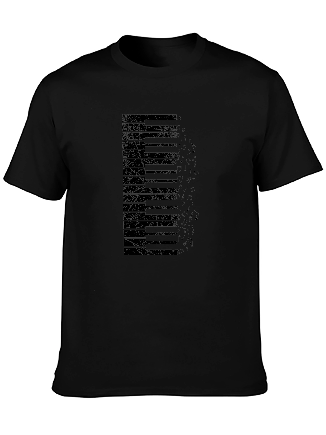 Piano Keys Graphic Print Black T-Shirt