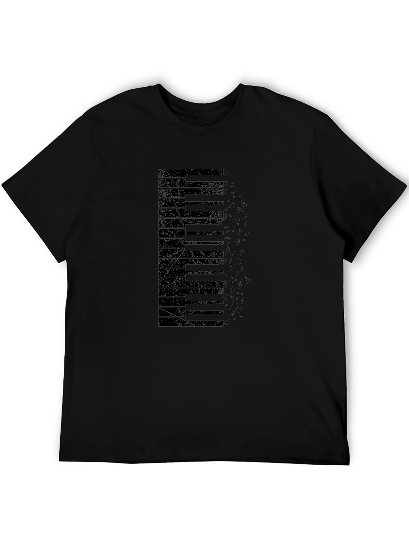 Piano Keys Graphic Print Black T-Shirt