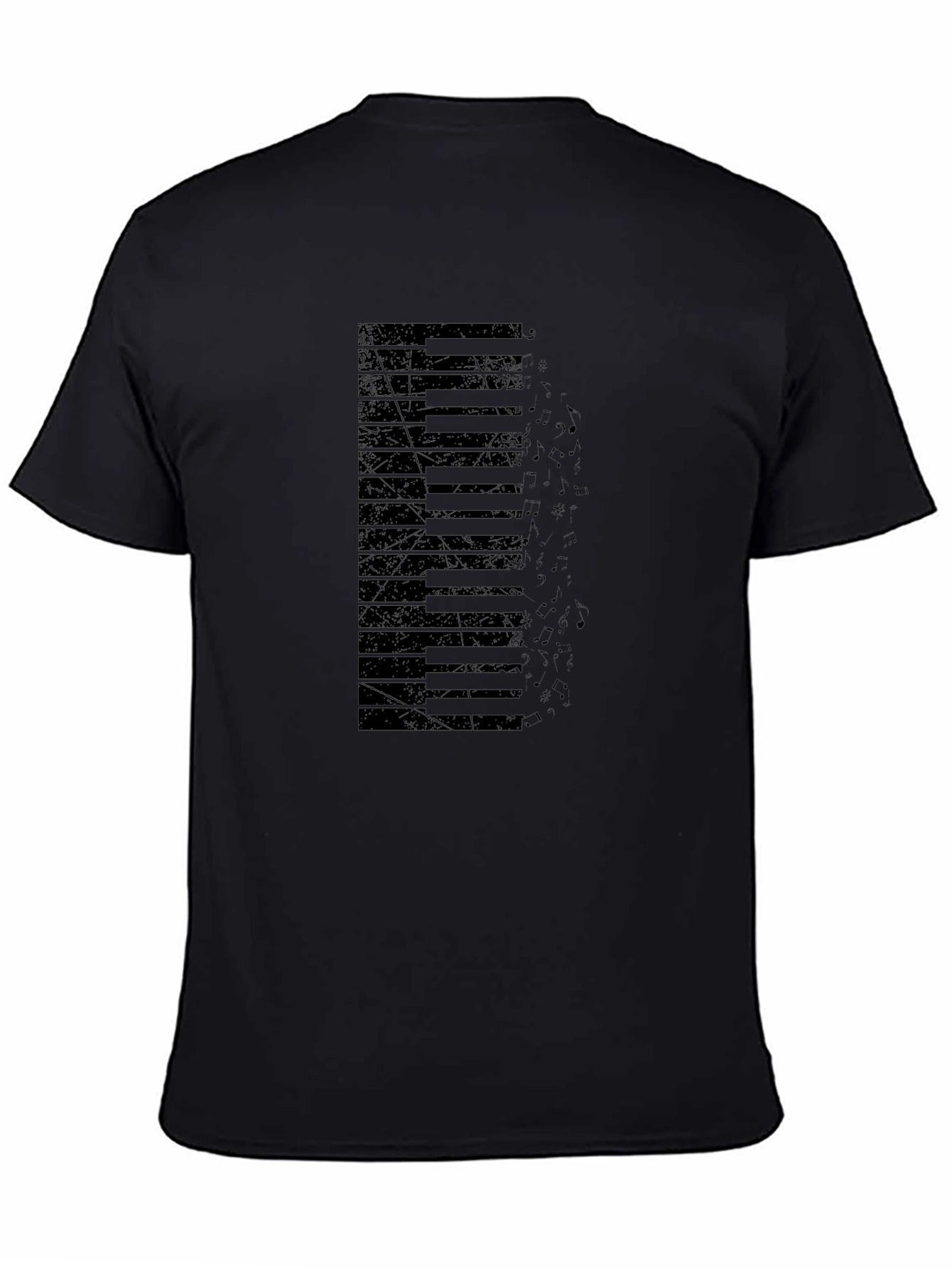 Piano Keys Graphic Print Black T-Shirt