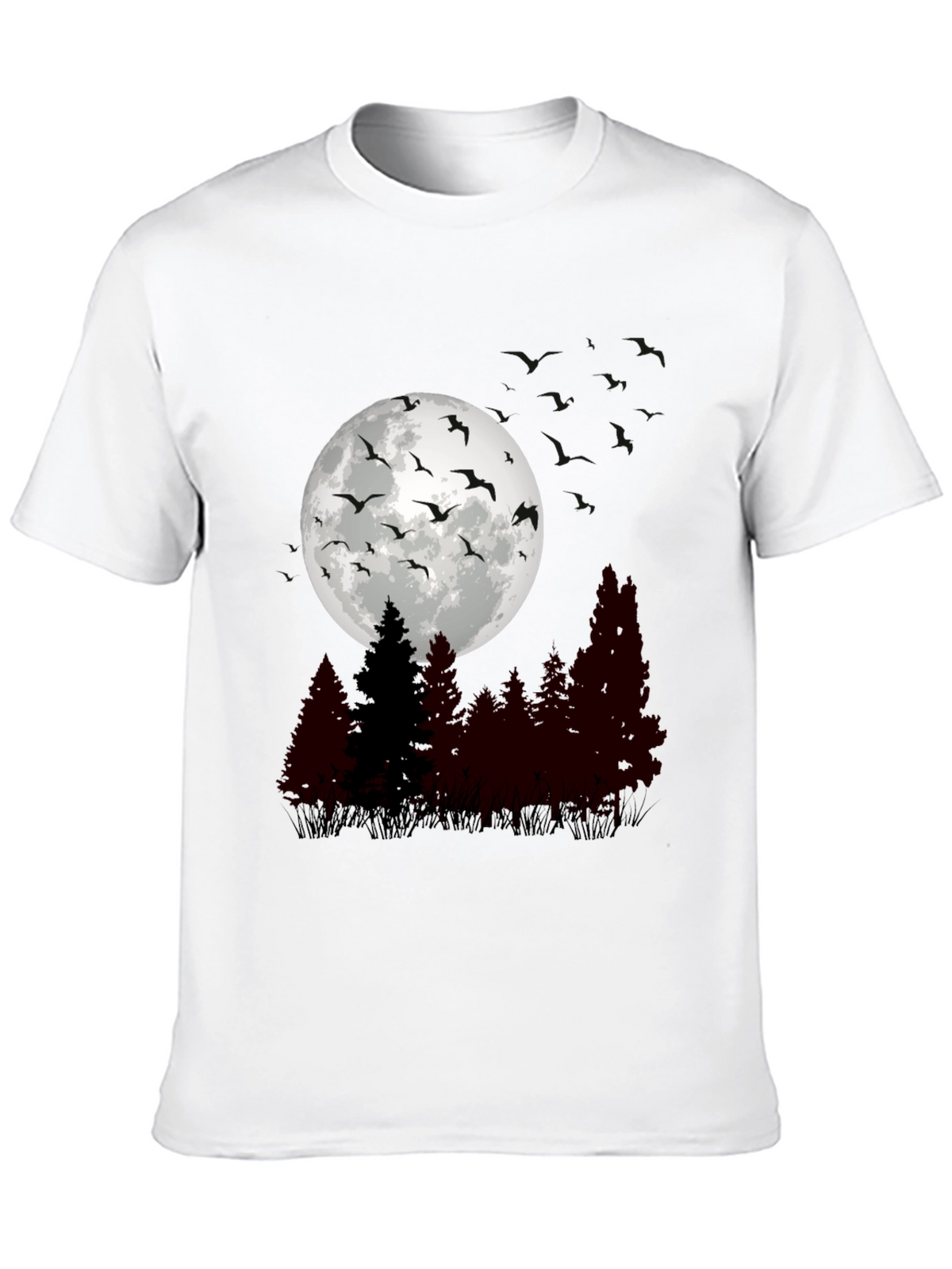 Mens Moonlit Forest Graphic Tee - Black
