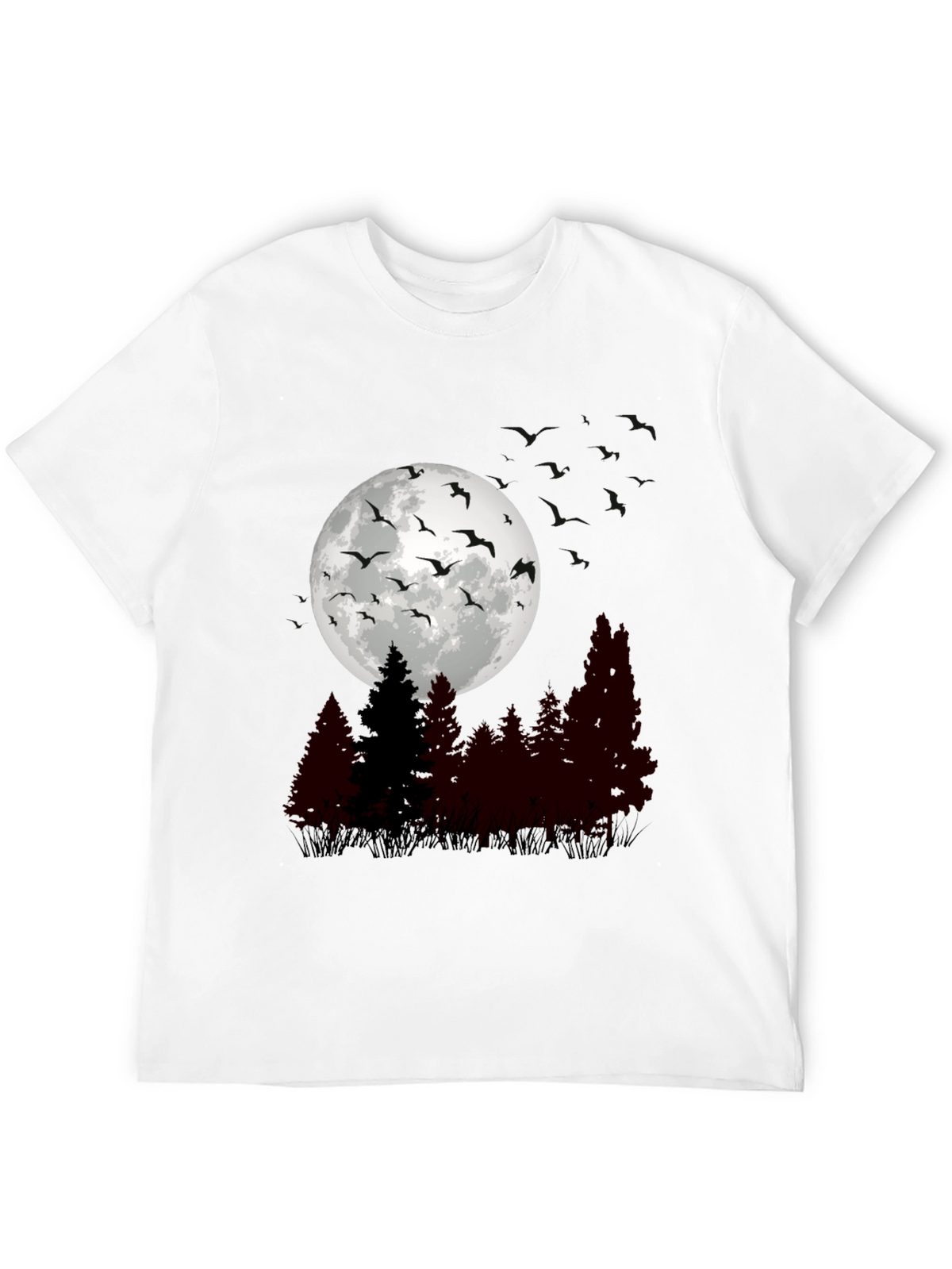 Mens Moonlit Forest Graphic Tee - Black