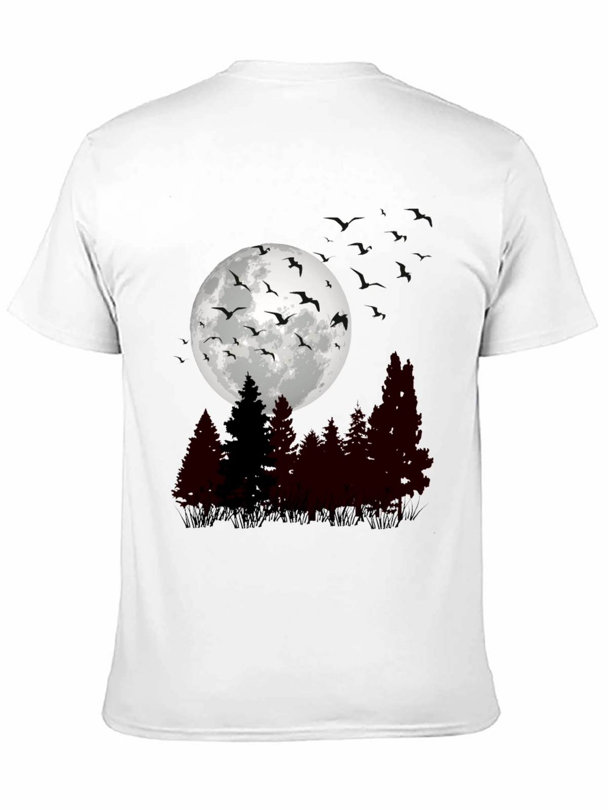 Mens Moonlit Forest Graphic Tee - Black