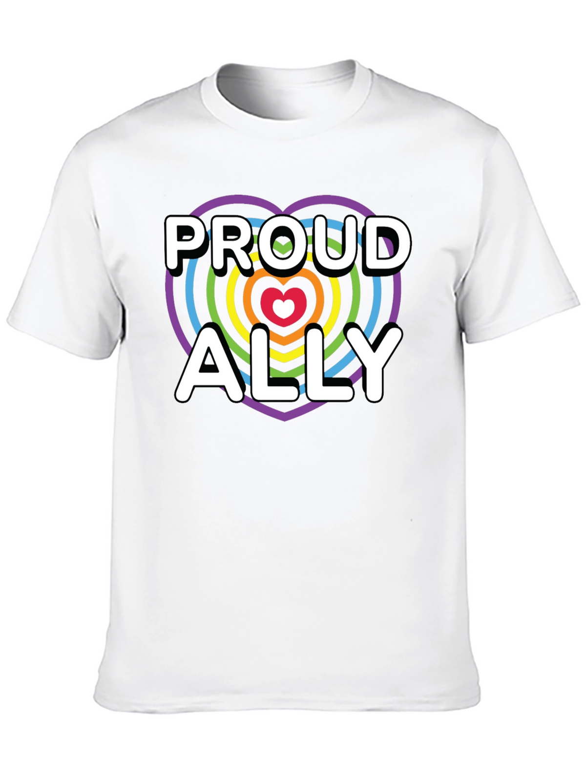Proud Ally LGBTQ+ Rainbow Heart T-Shirt