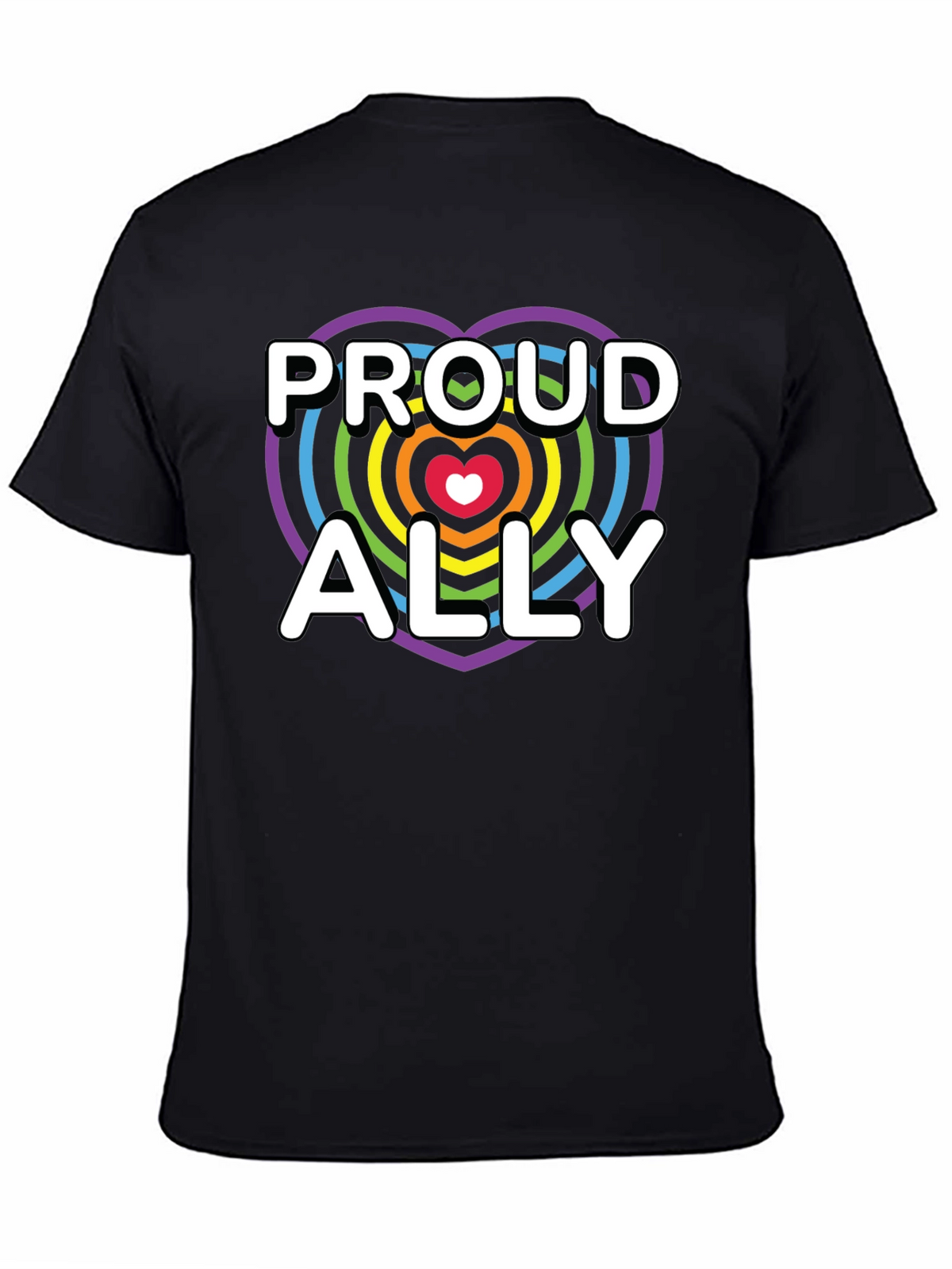 Proud Ally LGBTQ+ Rainbow Heart T-Shirt