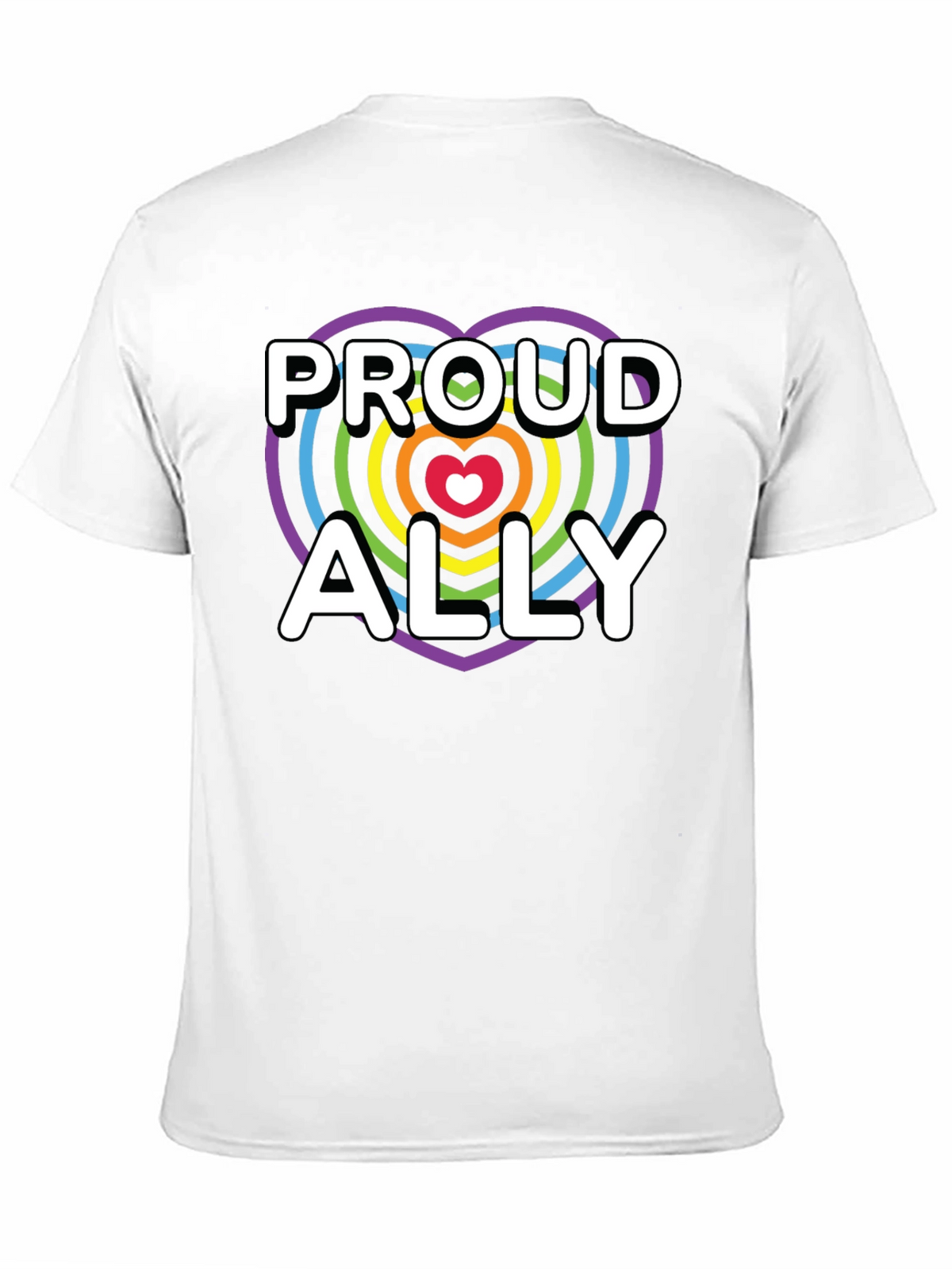 Proud Ally LGBTQ+ Rainbow Heart T-Shirt