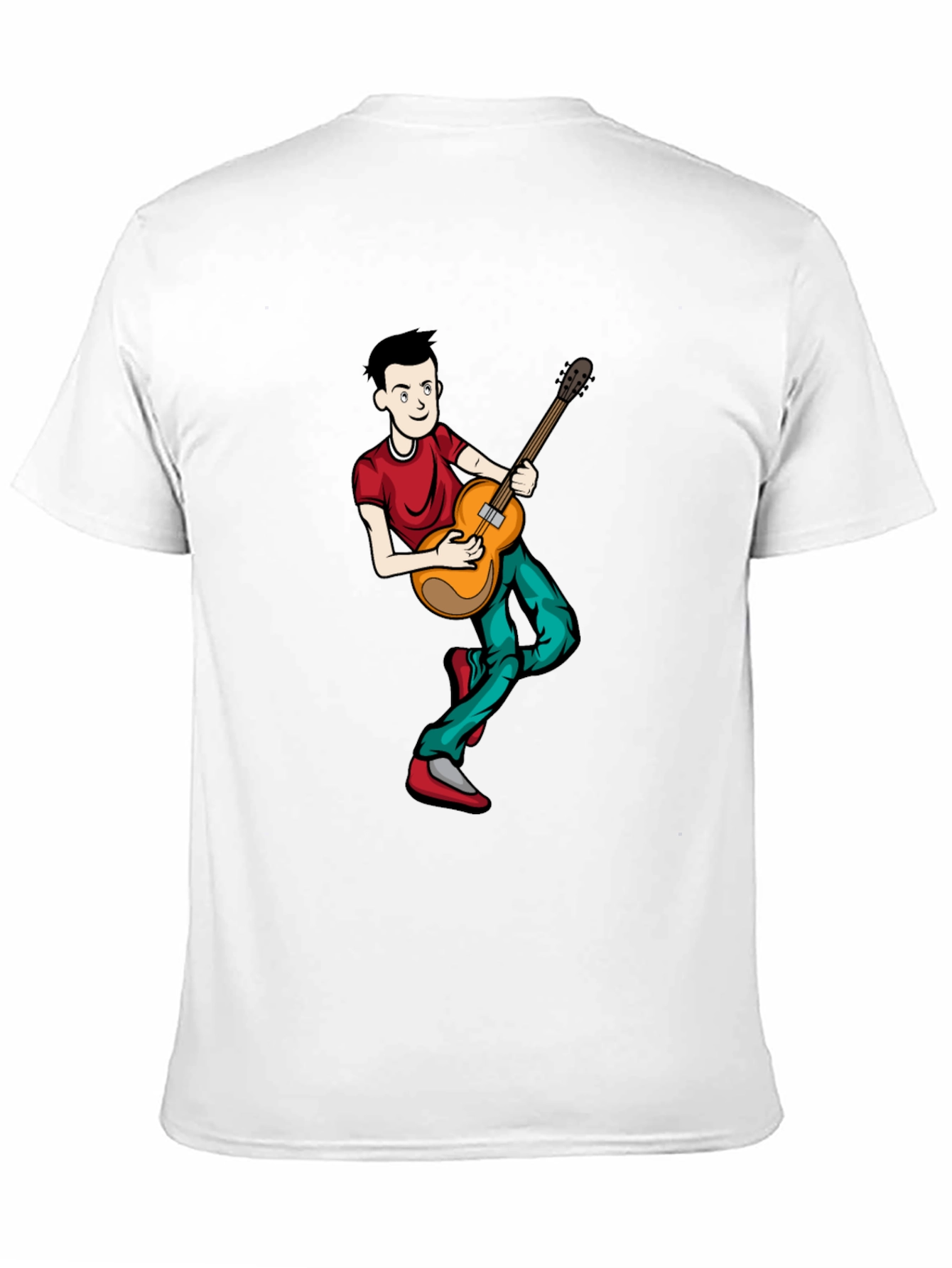 Cartoon Musician Graphic Tee - Black Cotton Shirt