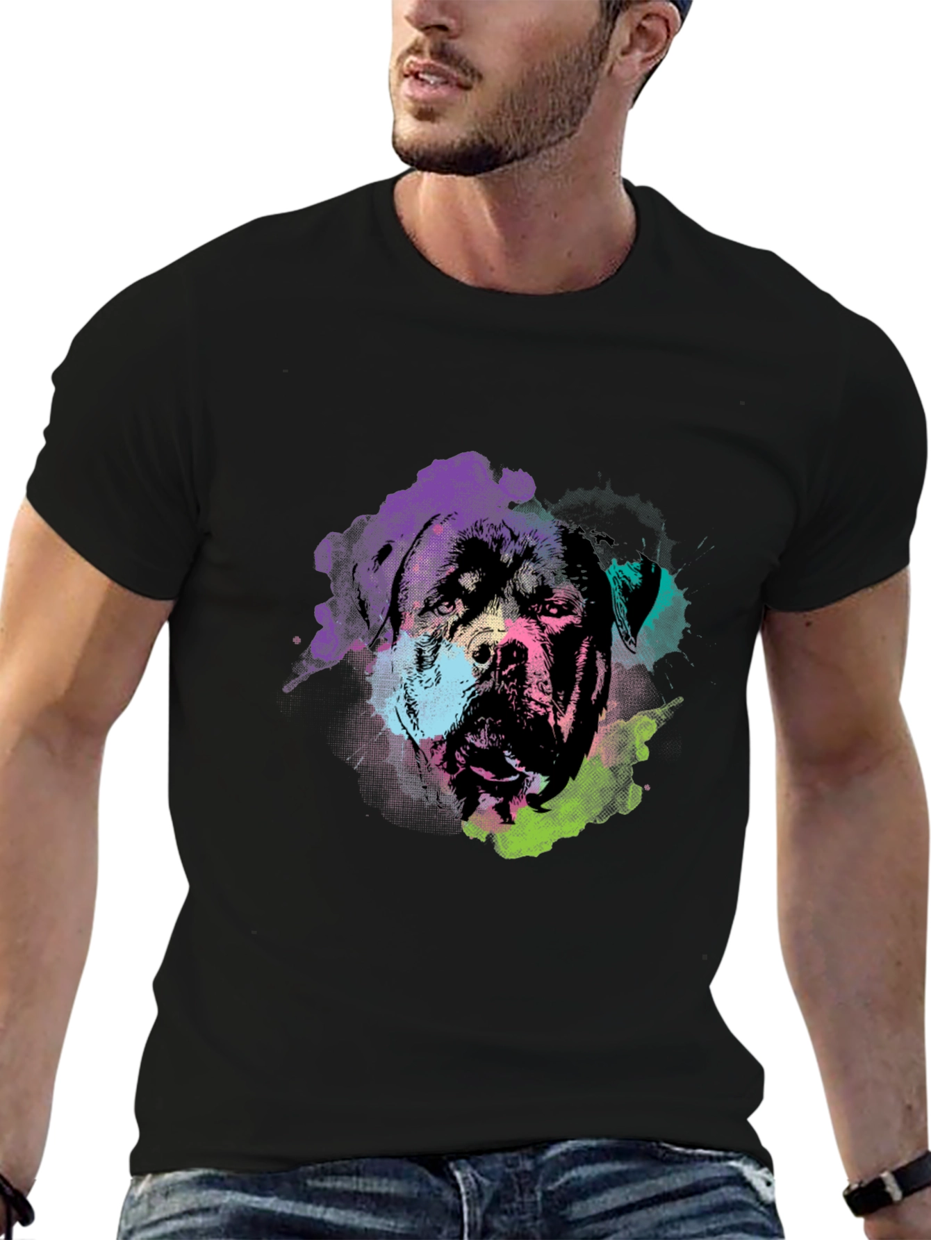 Rottweiler Dog Graphic T-Shirt - Black