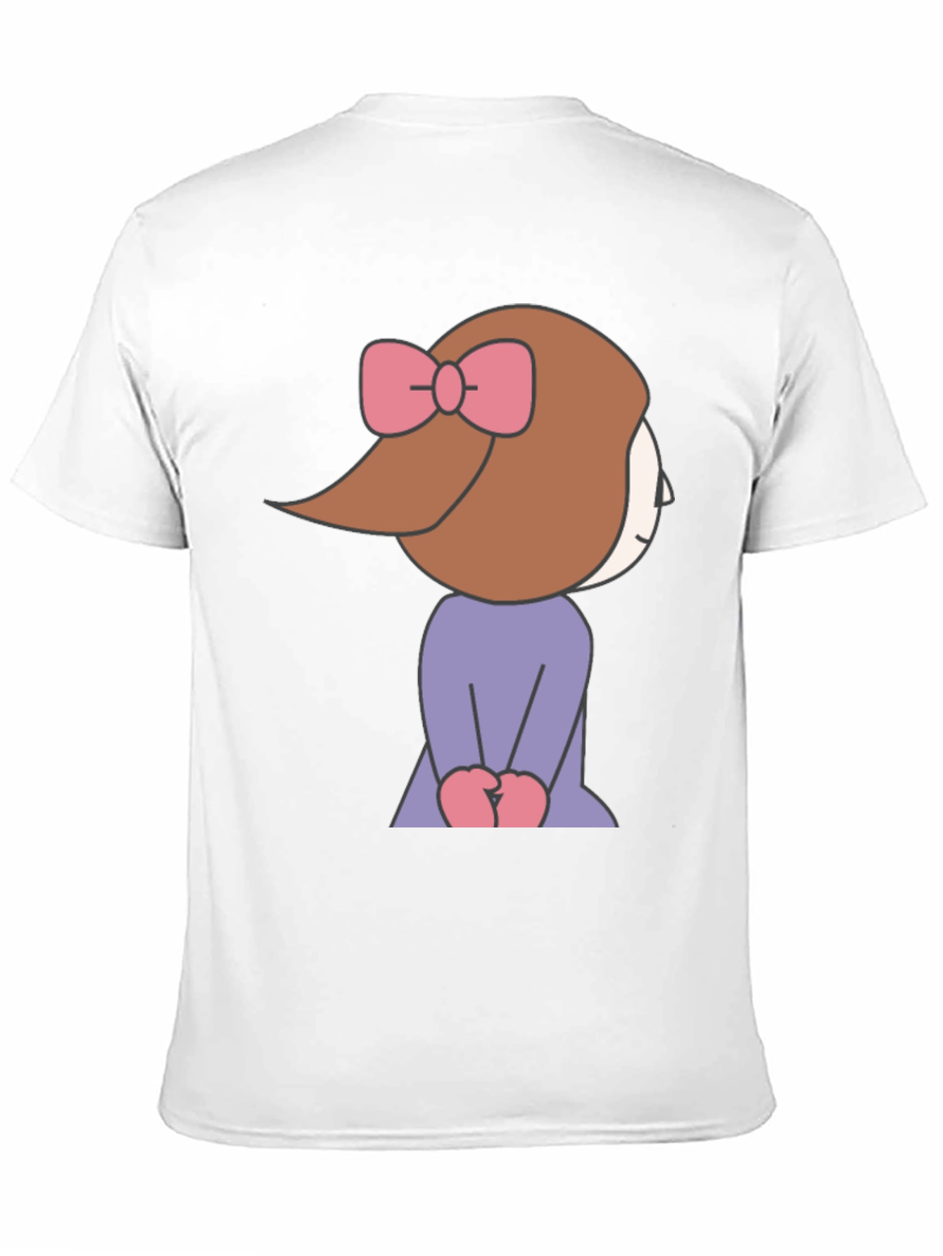 Cute Cartoon Girl Graphic Tee - Black