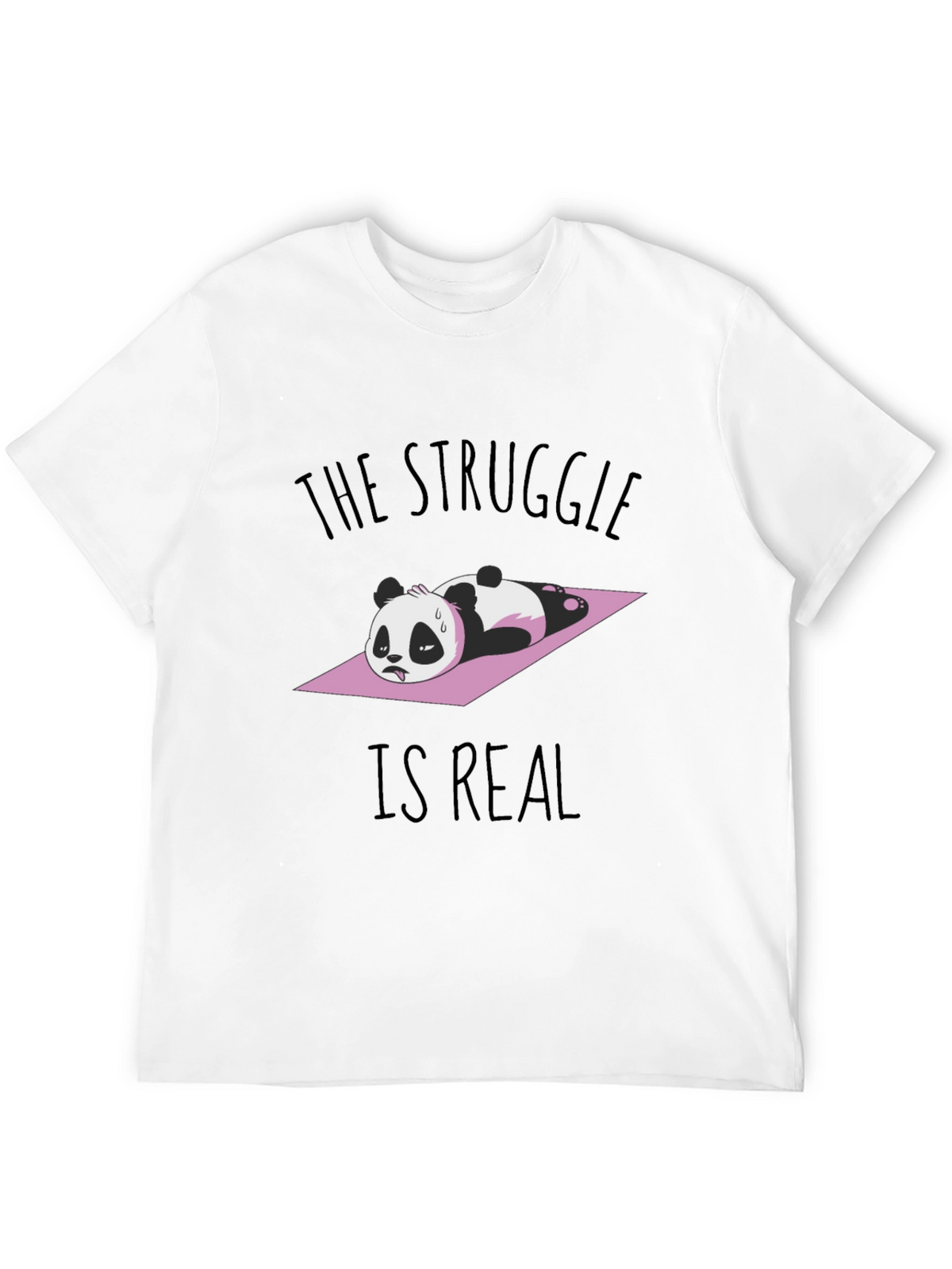 Funny Panda Yoga Black T-Shirt: The Struggle Is Real!