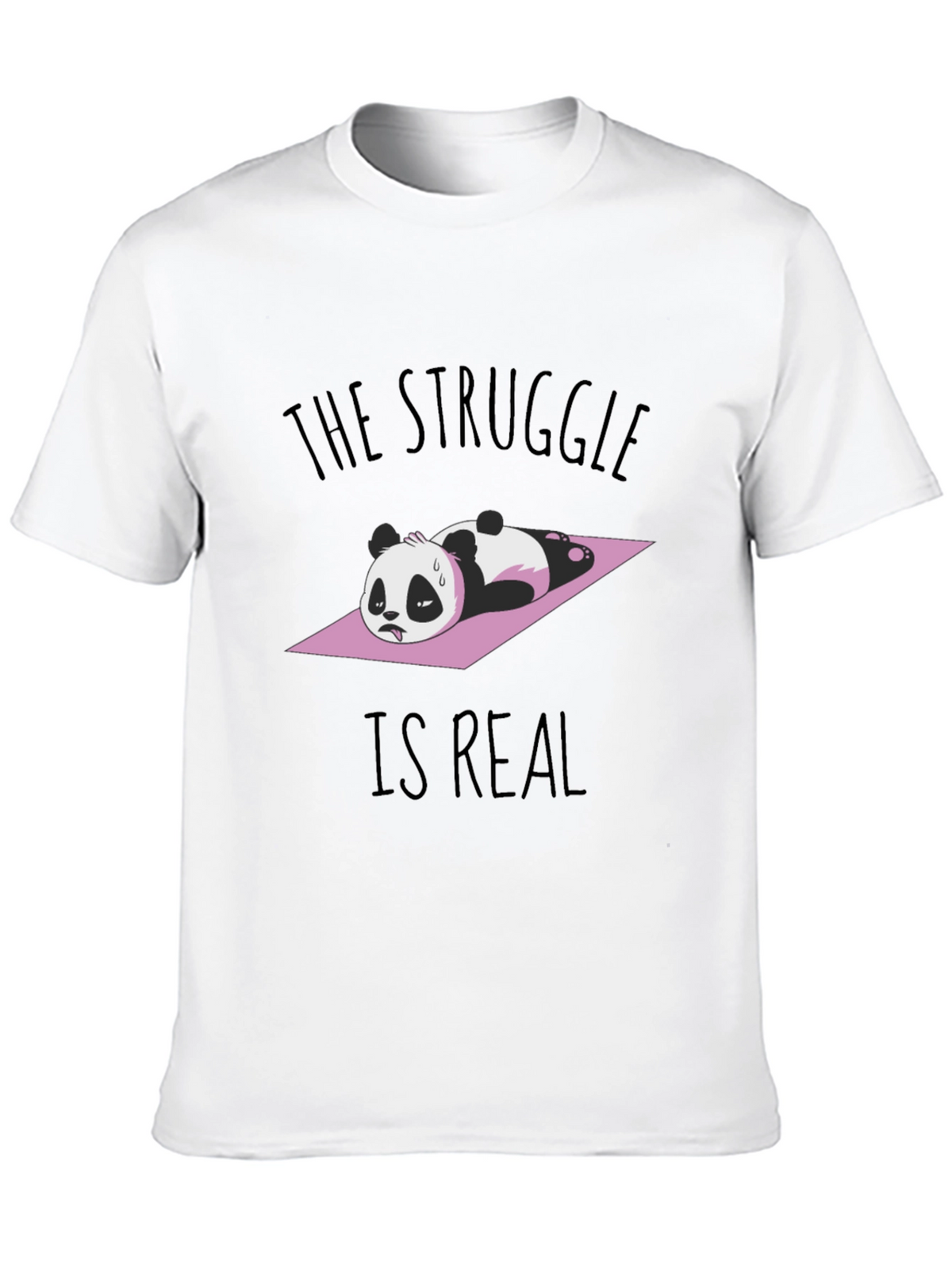 Funny Panda Yoga Black T-Shirt: The Struggle Is Real!