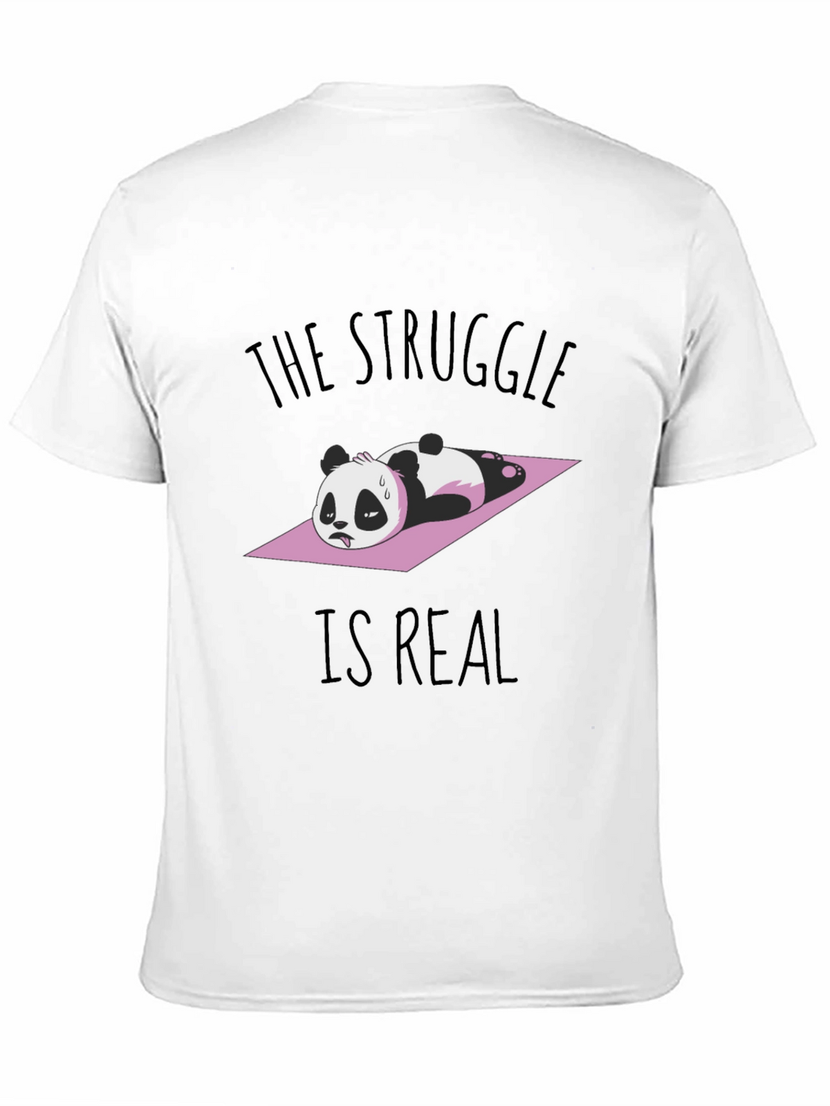 Funny Panda Yoga Black T-Shirt: The Struggle Is Real!