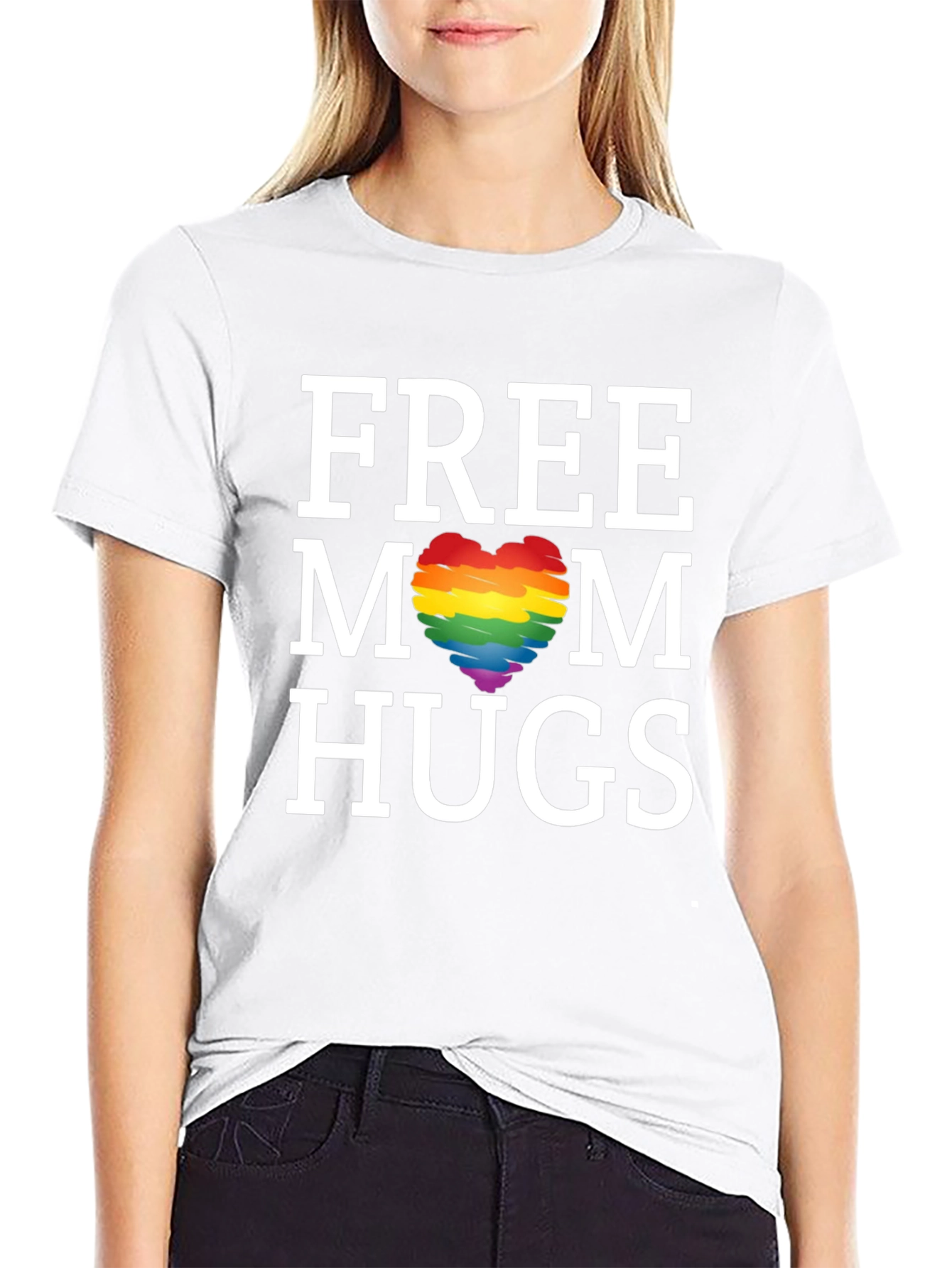 Free Mom Hugs LGBT Pride Heart Tee