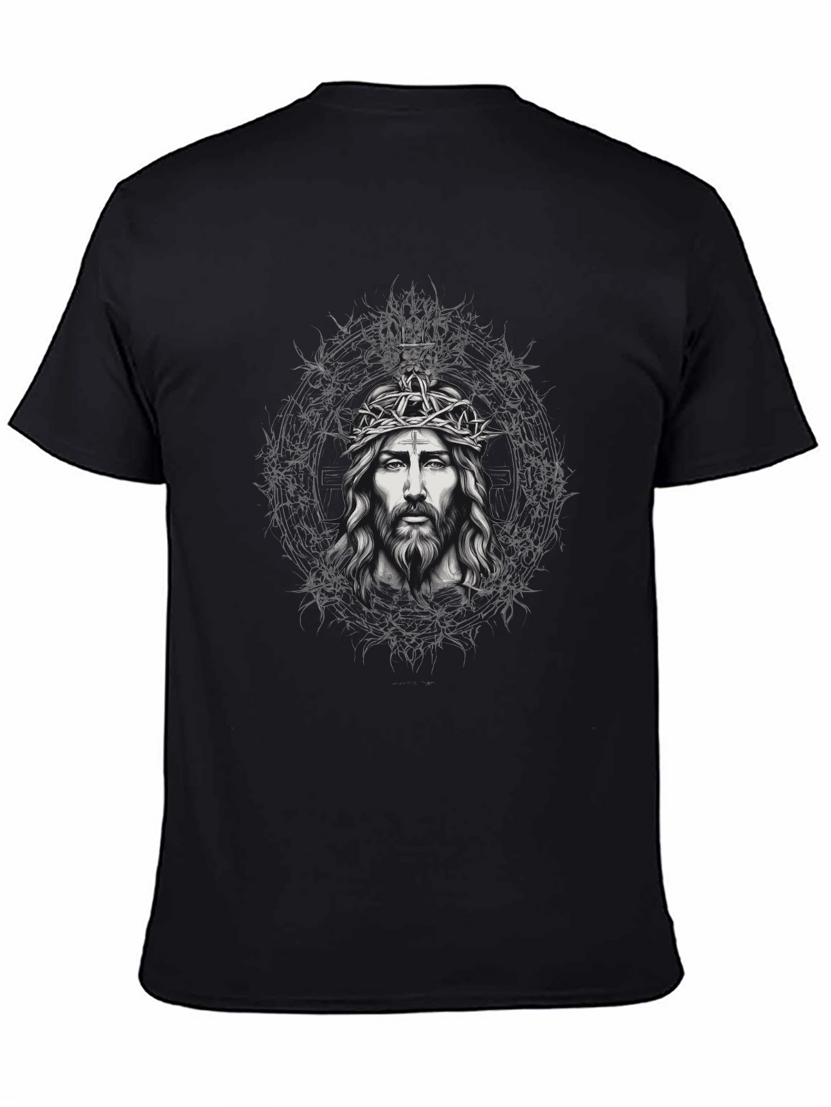 Jesus Crown of Thorns Graphic Tee - Black