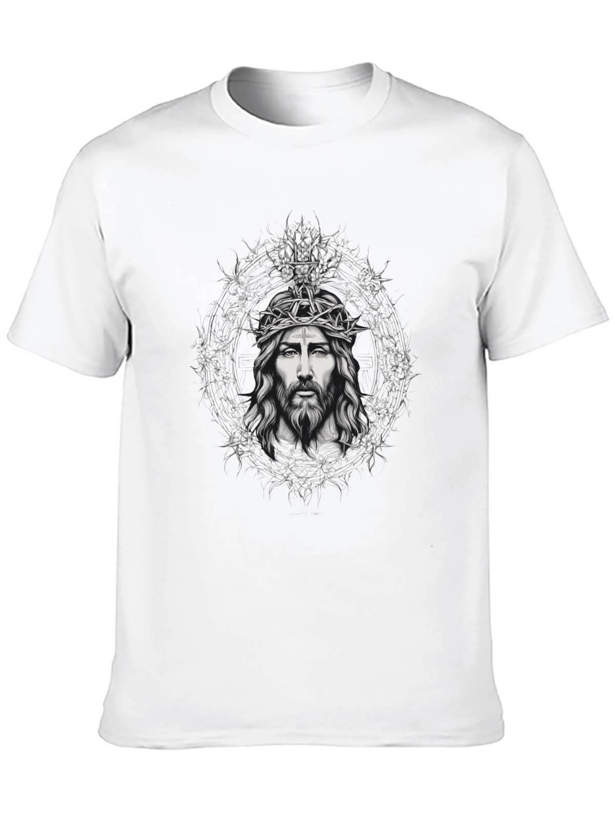 Jesus Crown of Thorns Graphic Tee - Black