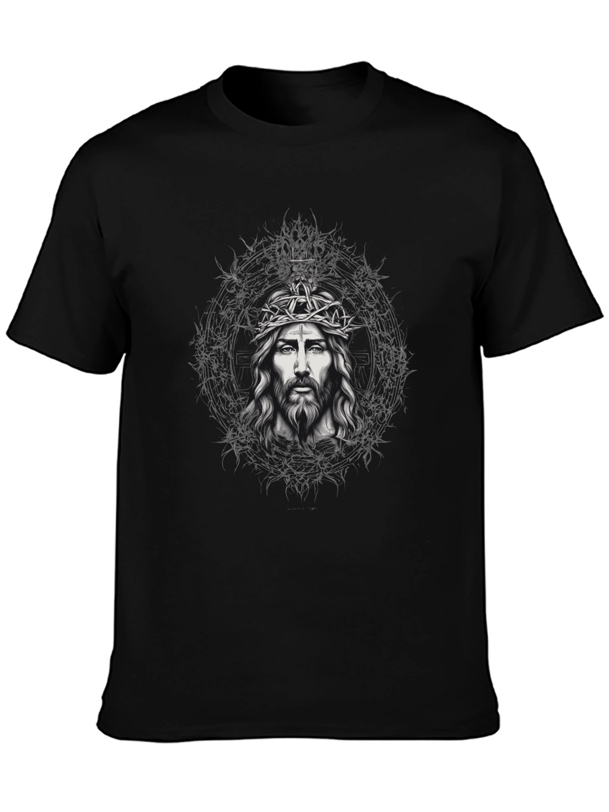 Jesus Crown of Thorns Graphic Tee - Black