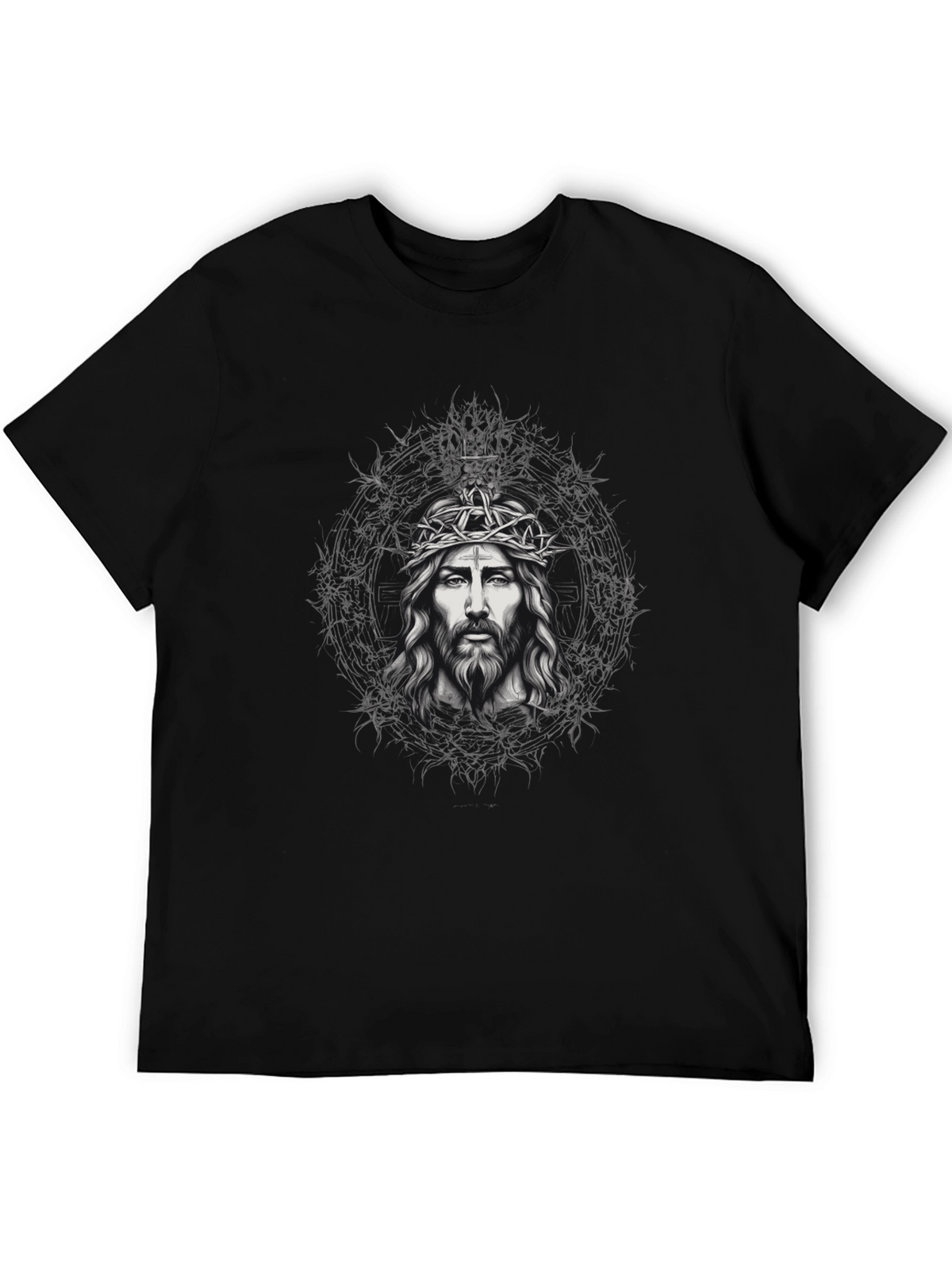 Jesus Crown of Thorns Graphic Tee - Black
