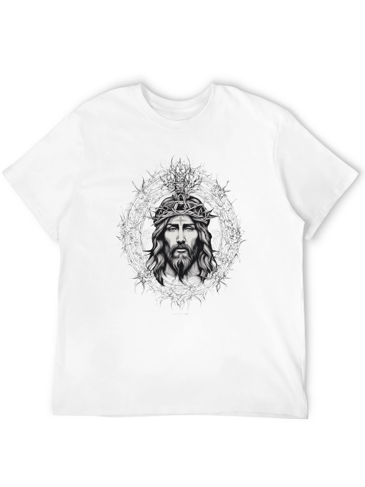 Jesus Crown of Thorns Graphic Tee - Black