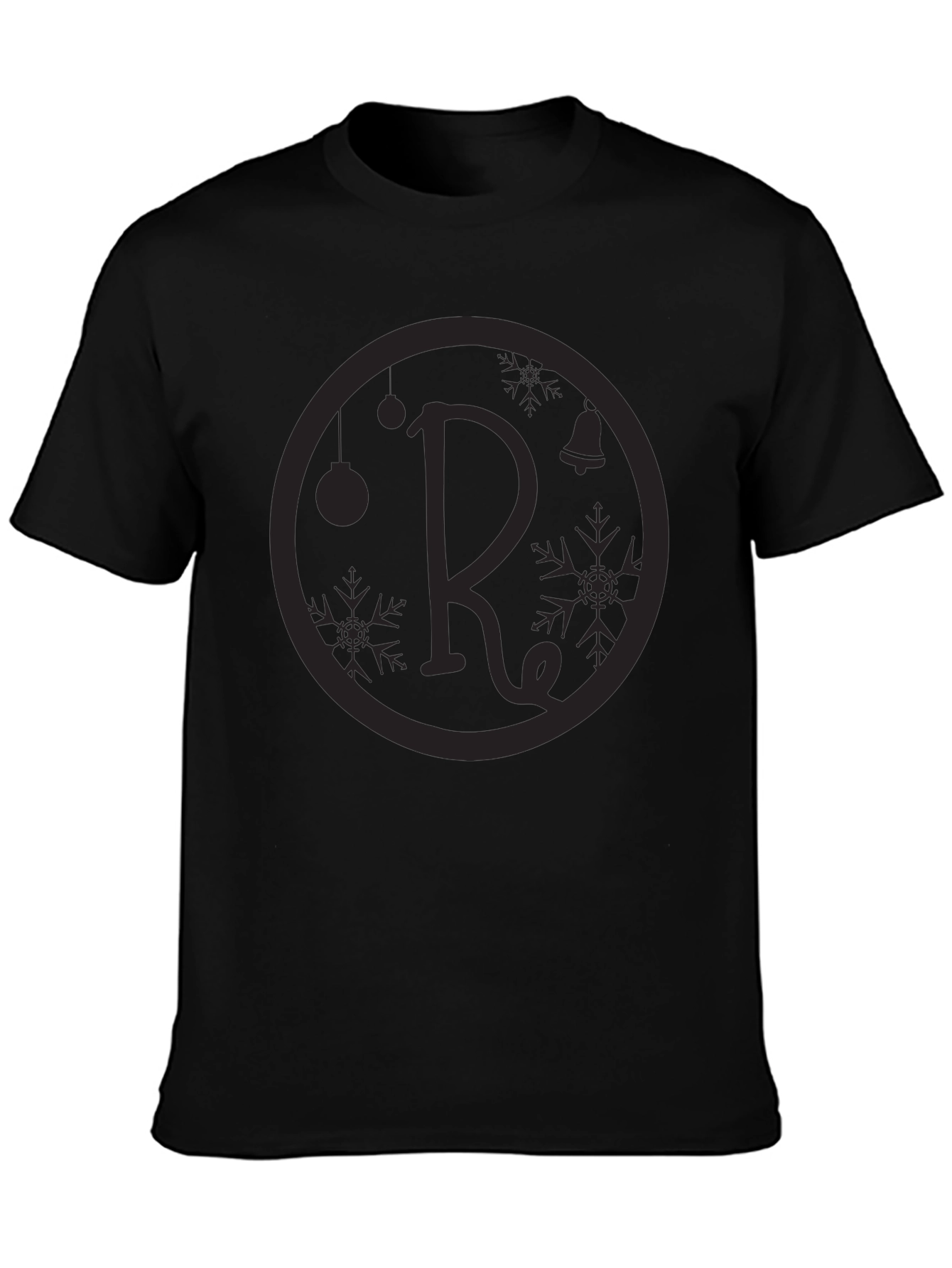 Black T-Shirt with Holiday Initial R Design