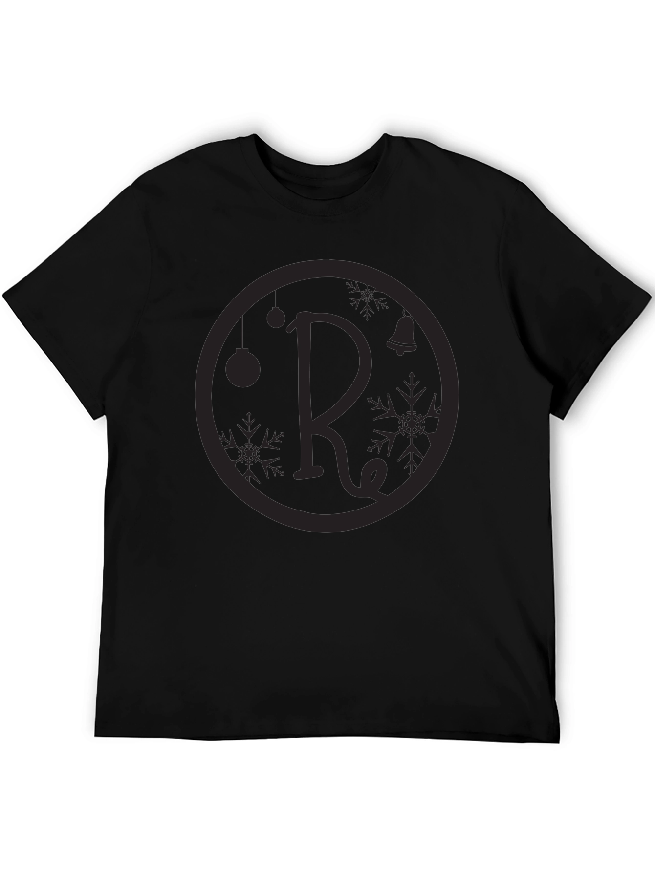 Black T-Shirt with Holiday Initial R Design
