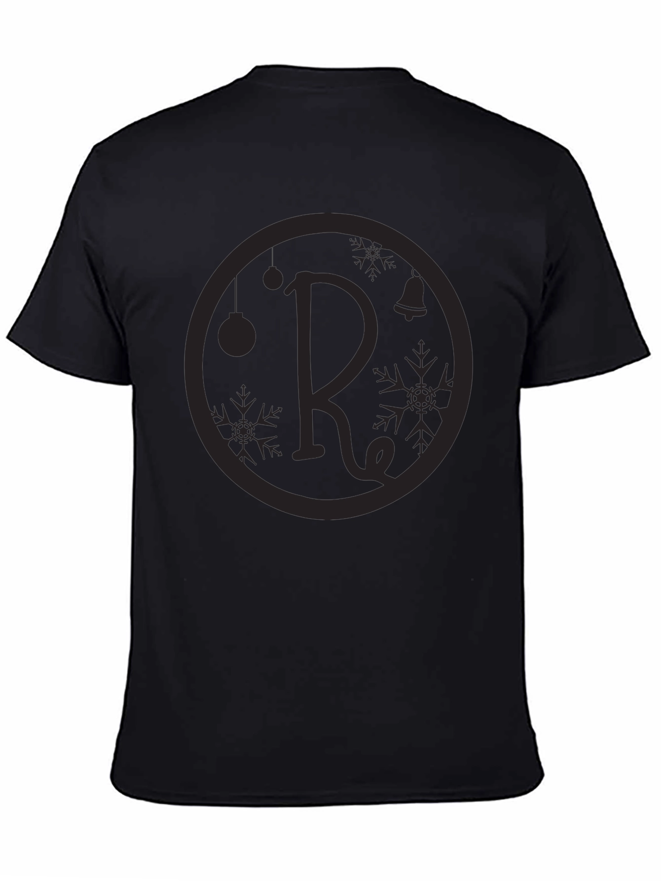Black T-Shirt with Holiday Initial R Design