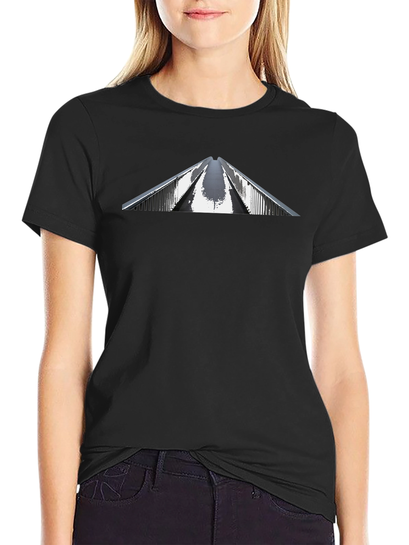 Black Graphic Tee - Architectural Bridge Design