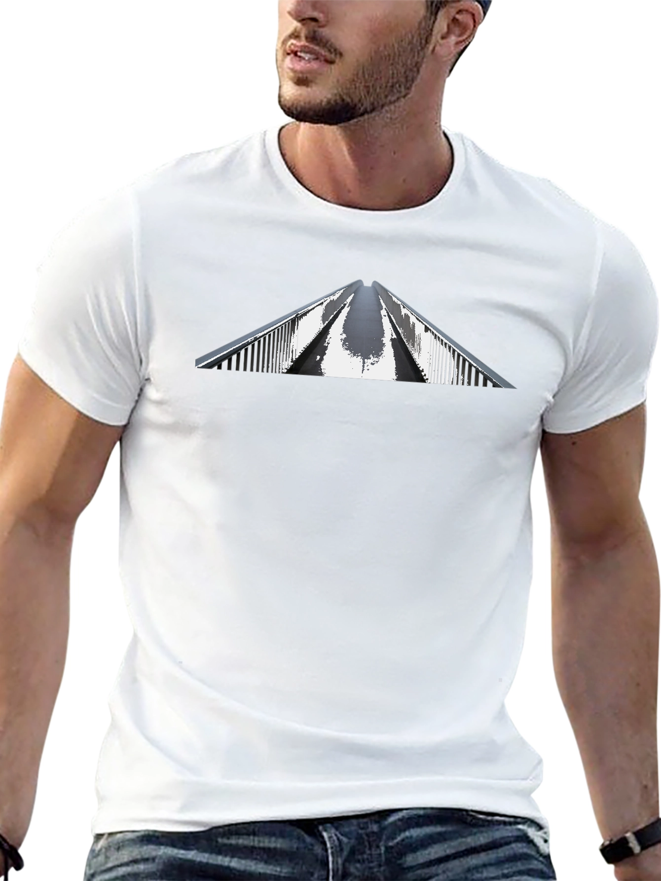 Black Graphic Tee - Architectural Bridge Design