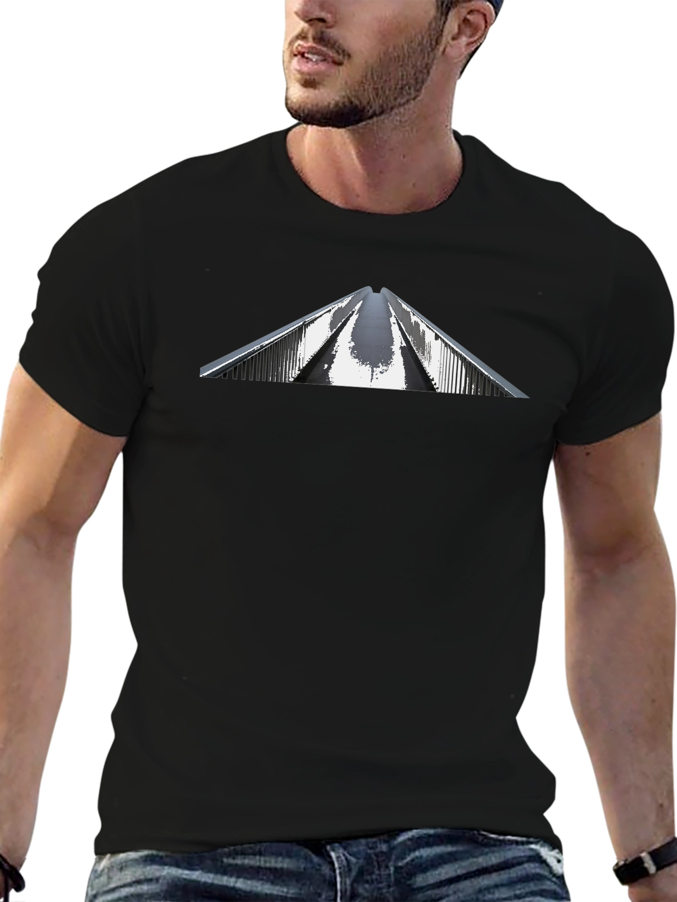 Black Graphic Tee - Architectural Bridge Design