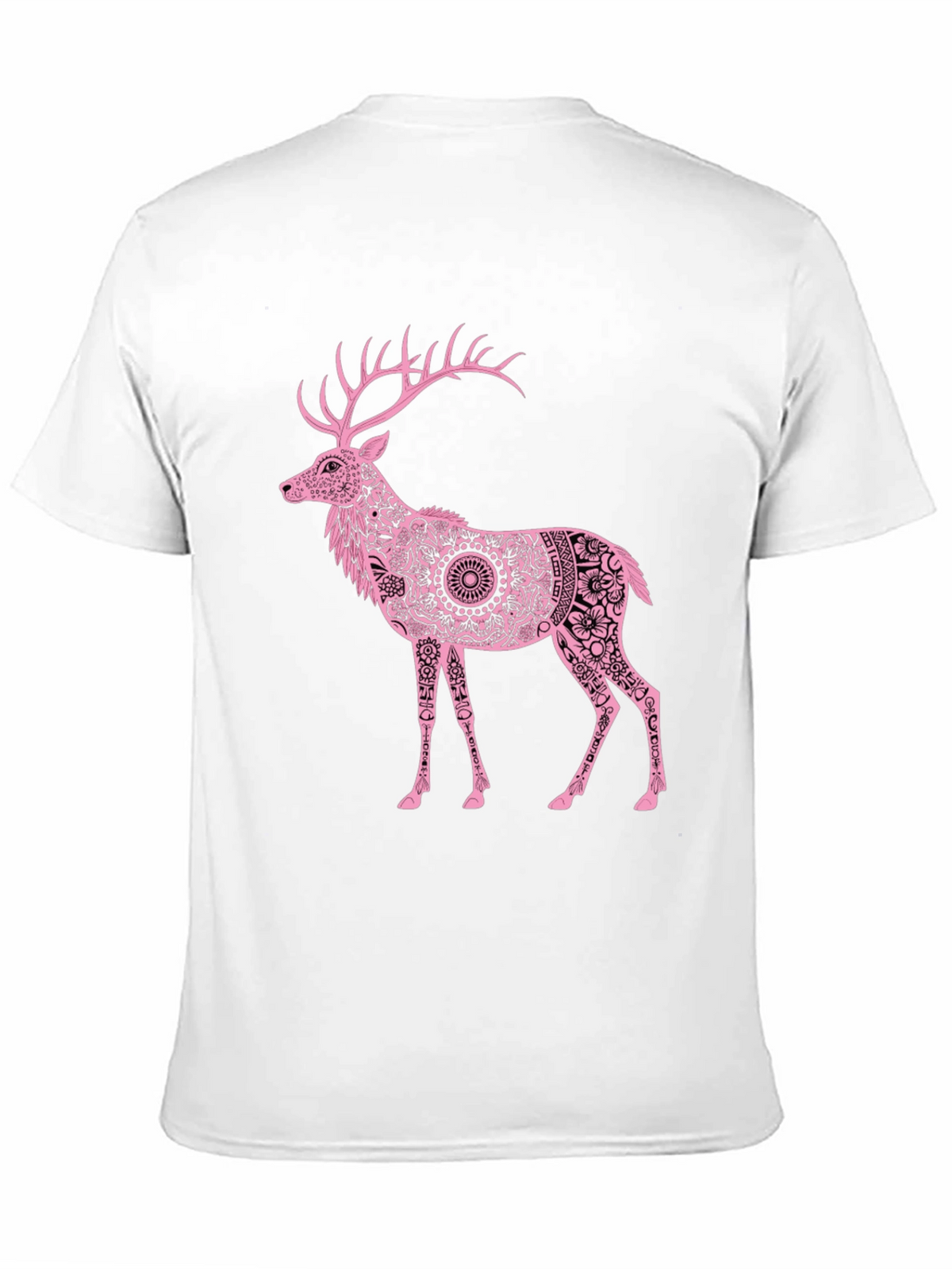 Pink Deer Graphic Black T-Shirt