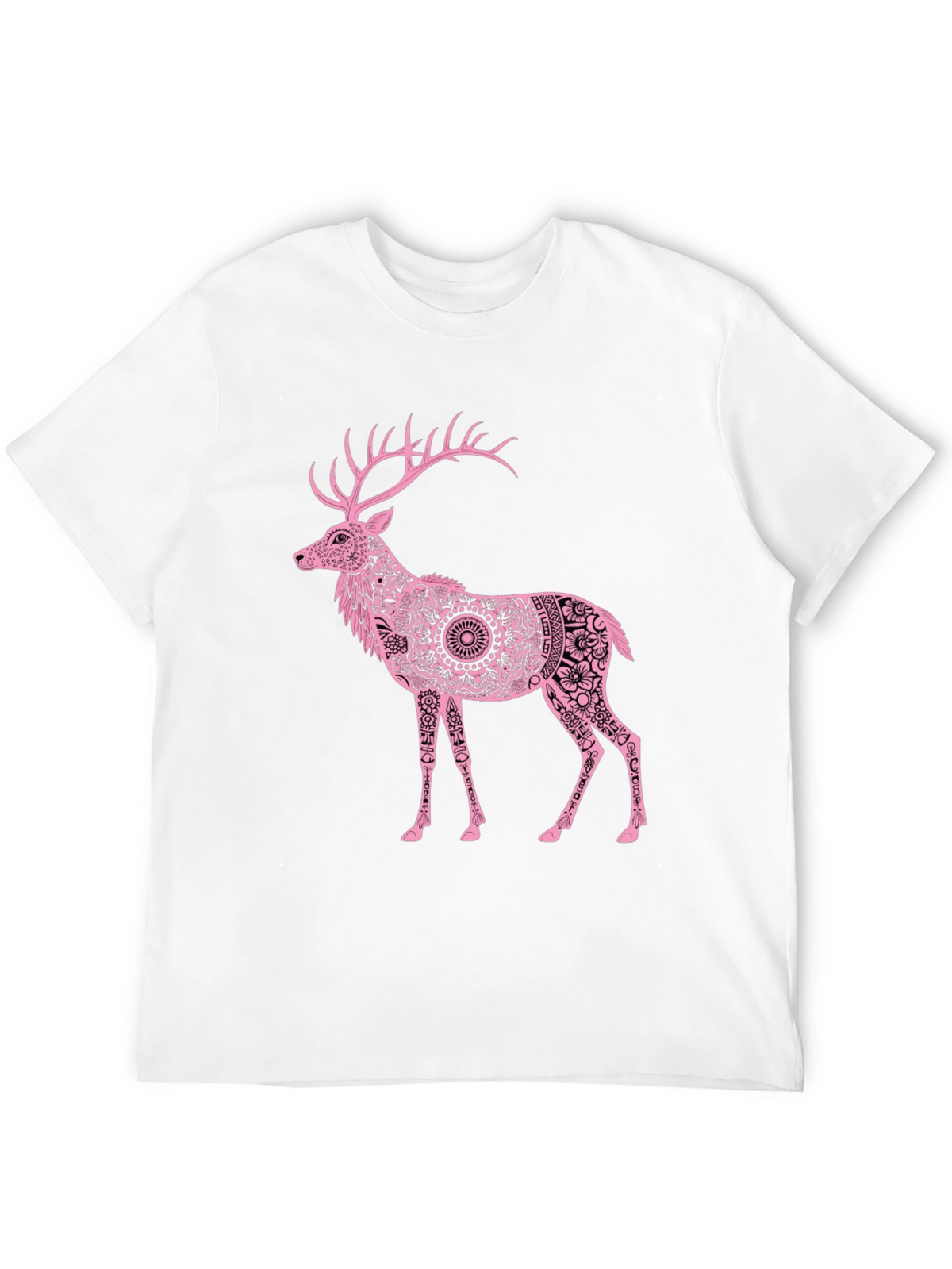 Pink Deer Graphic Black T-Shirt