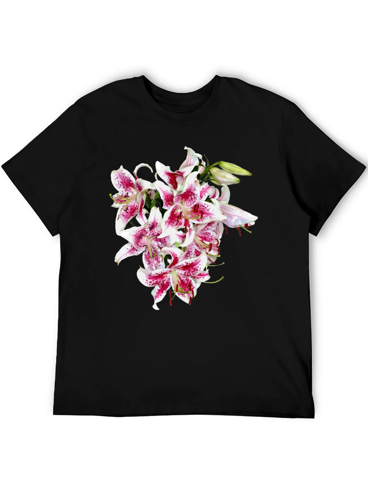 Floral Lily Graphic Tee - Black Casual Shirt