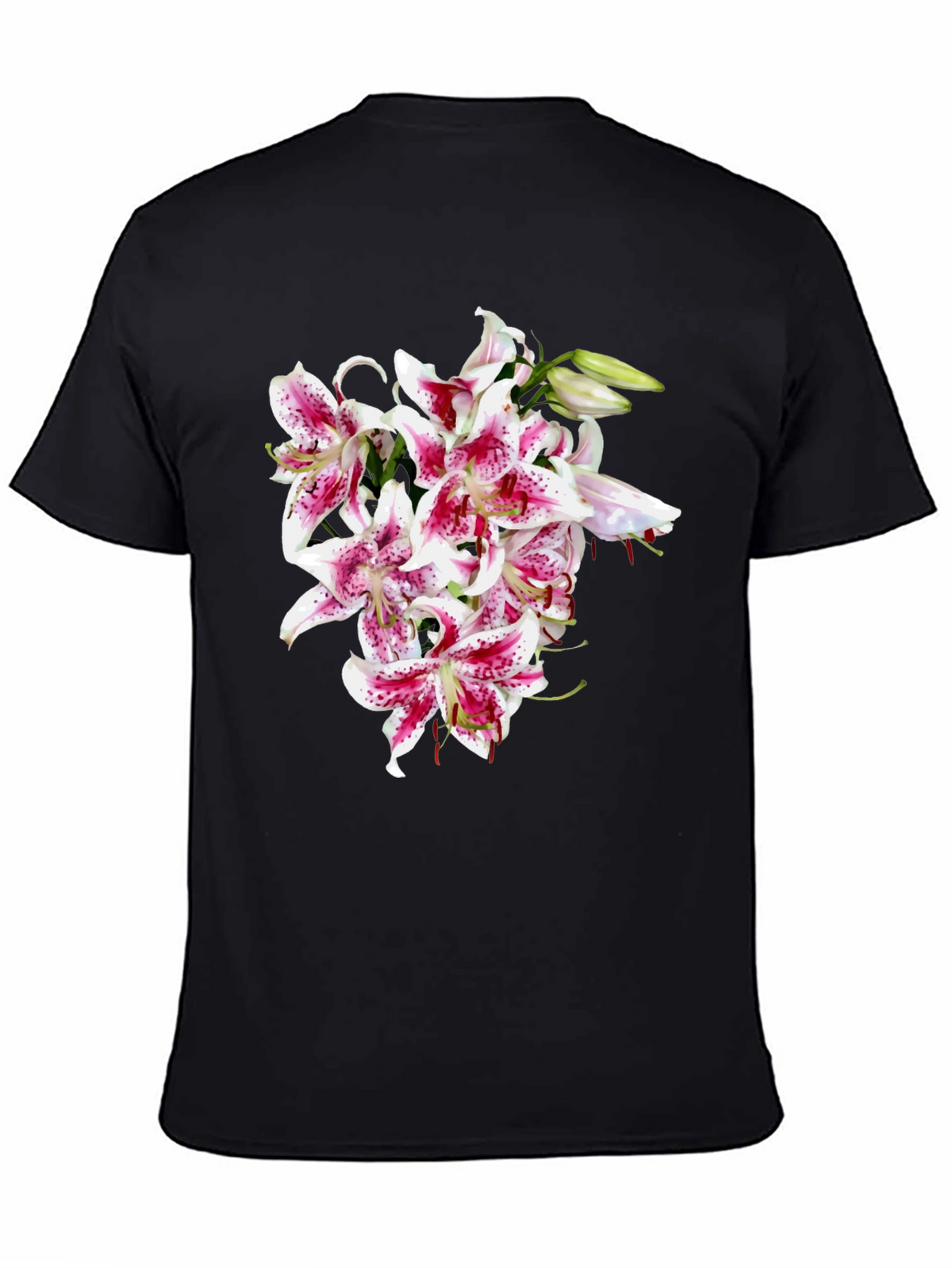Floral Lily Graphic Tee - Black Casual Shirt