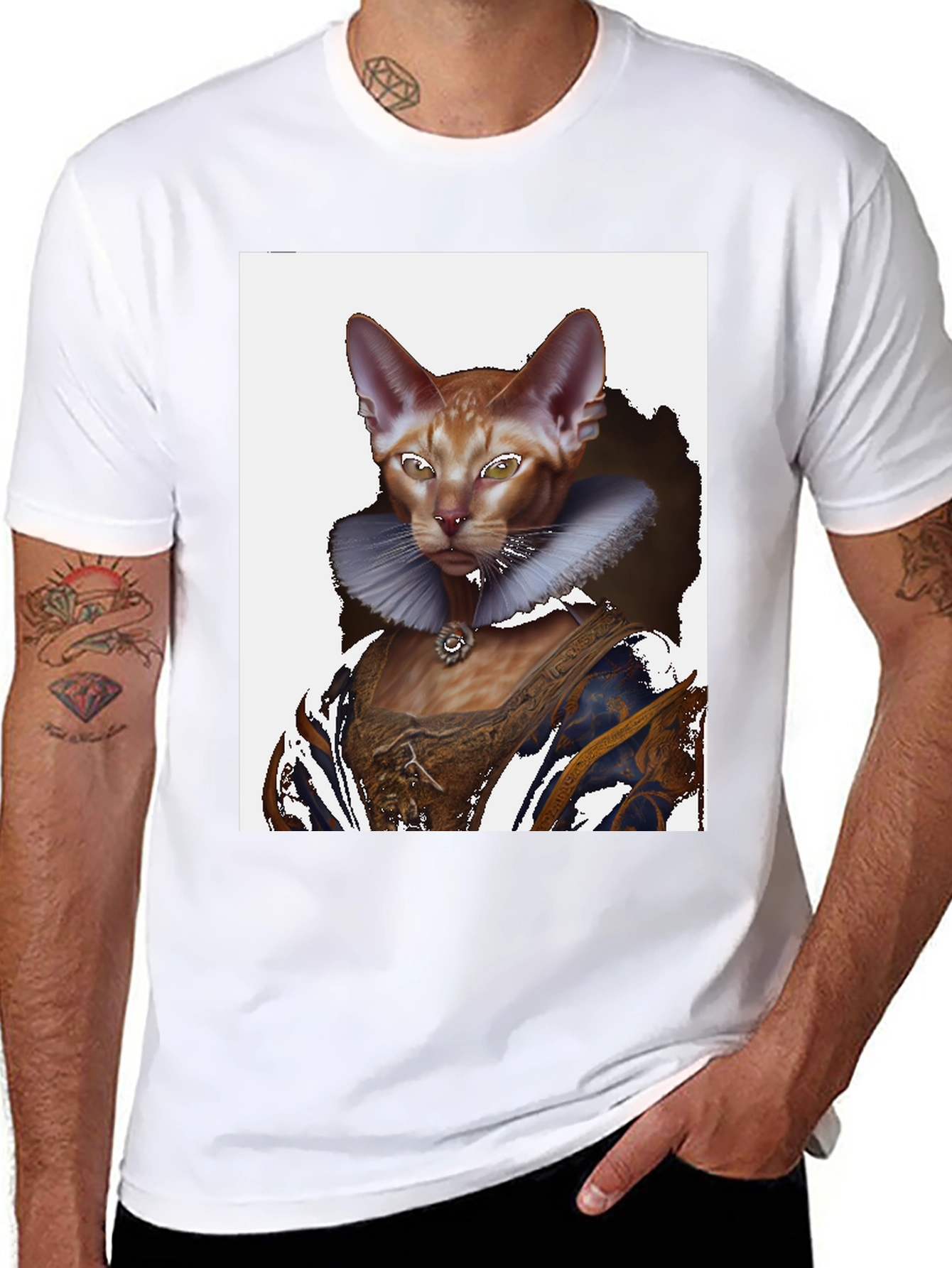 Renaissance Cat T-Shirt Whimsical Pet Portrait Tee