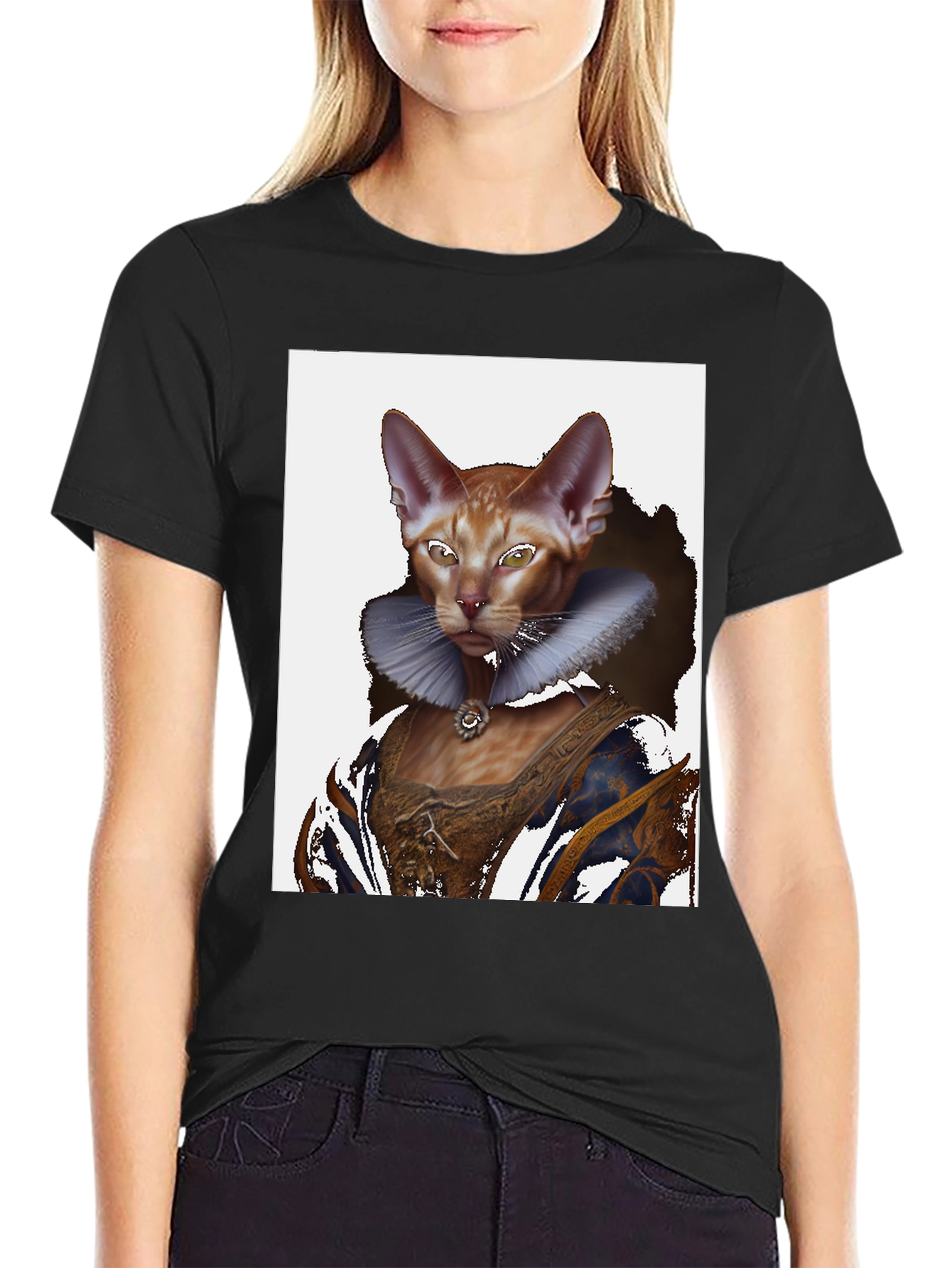 Renaissance Cat T-Shirt Whimsical Pet Portrait Tee