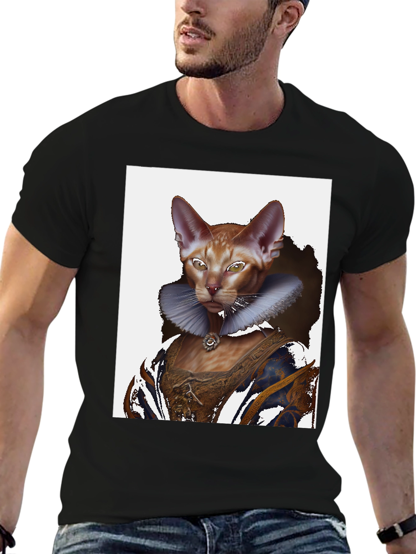 Renaissance Cat T-Shirt Whimsical Pet Portrait Tee
