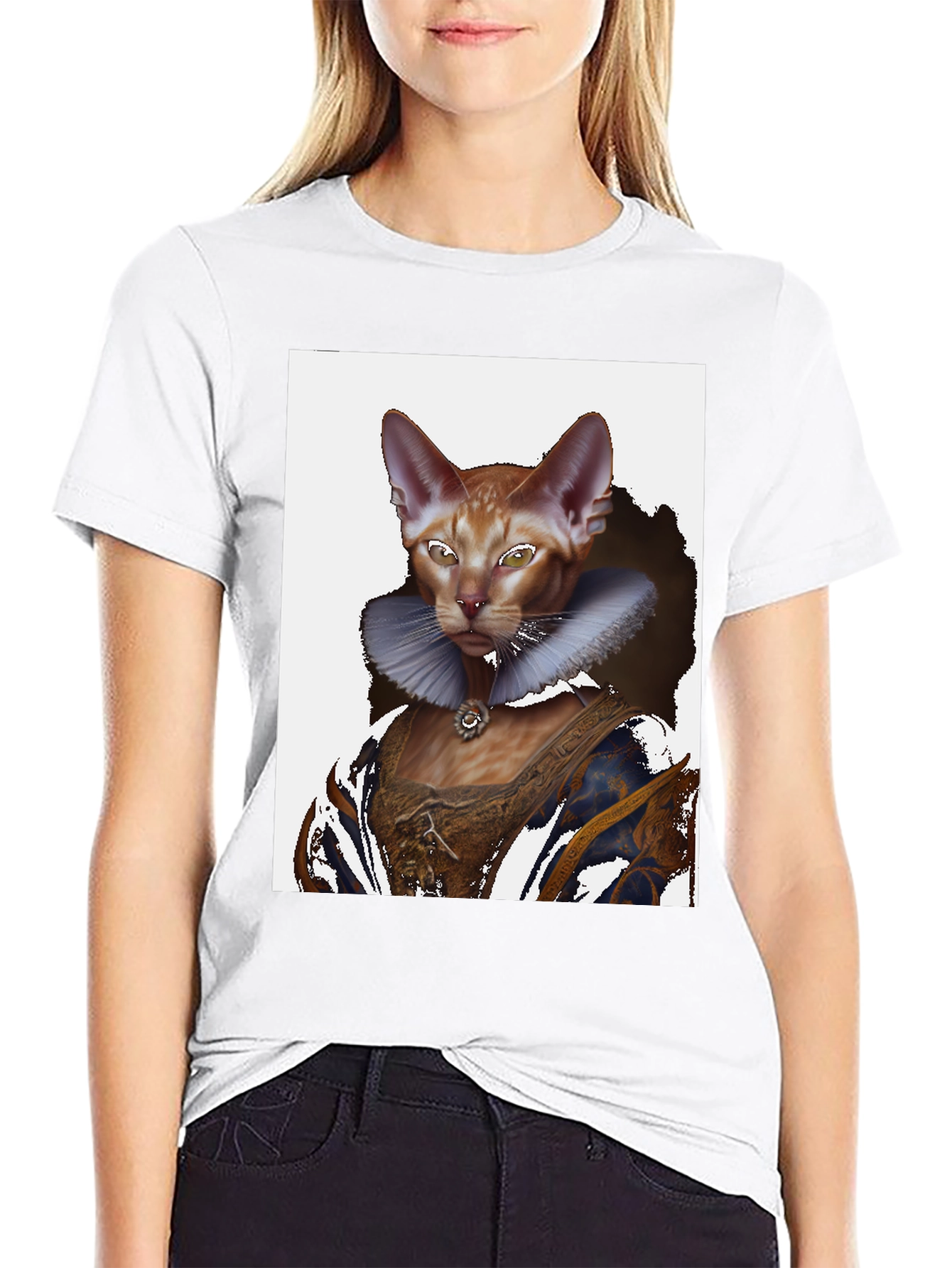 Renaissance Cat T-Shirt Whimsical Pet Portrait Tee