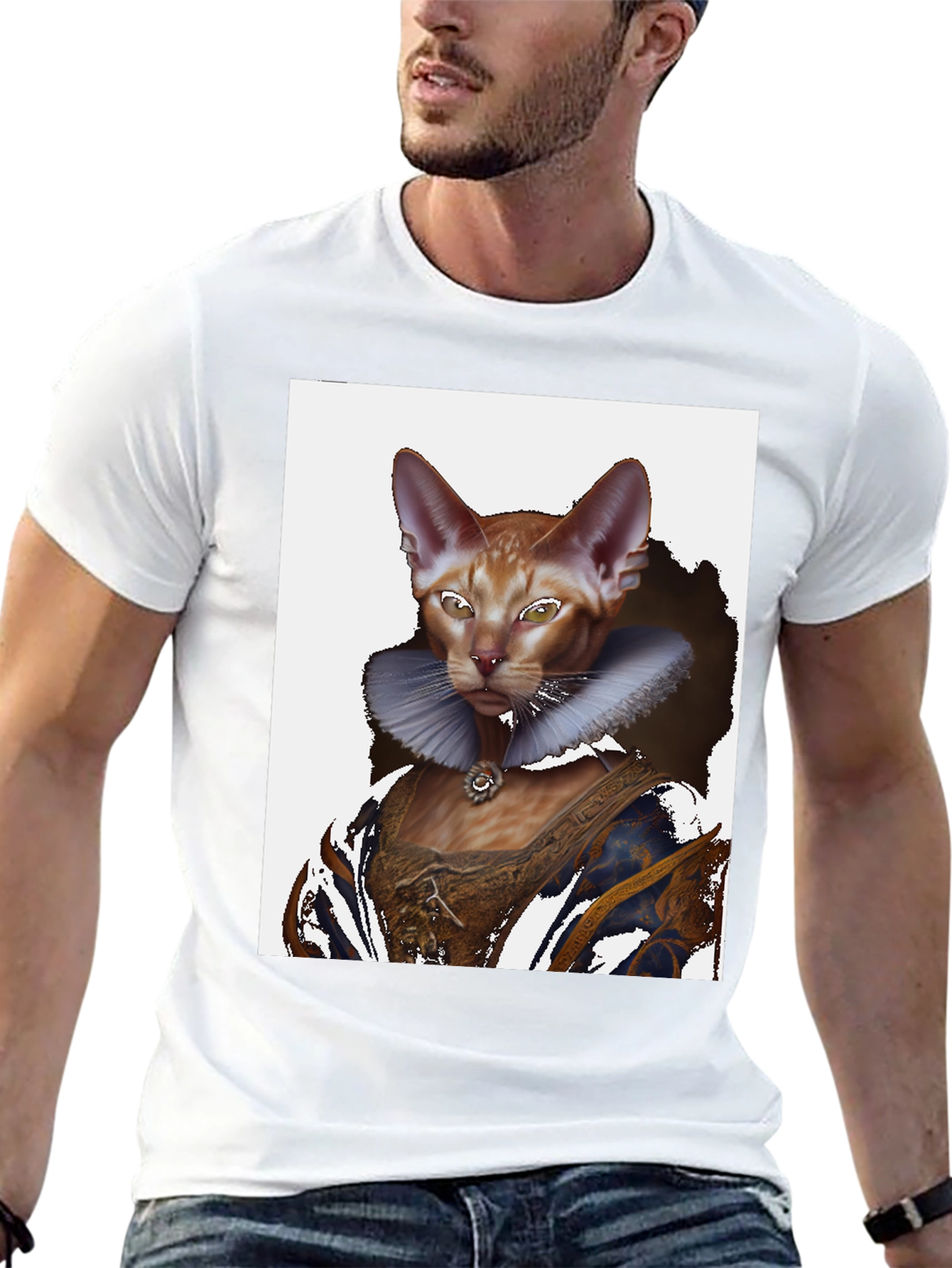 Renaissance Cat T-Shirt Whimsical Pet Portrait Tee