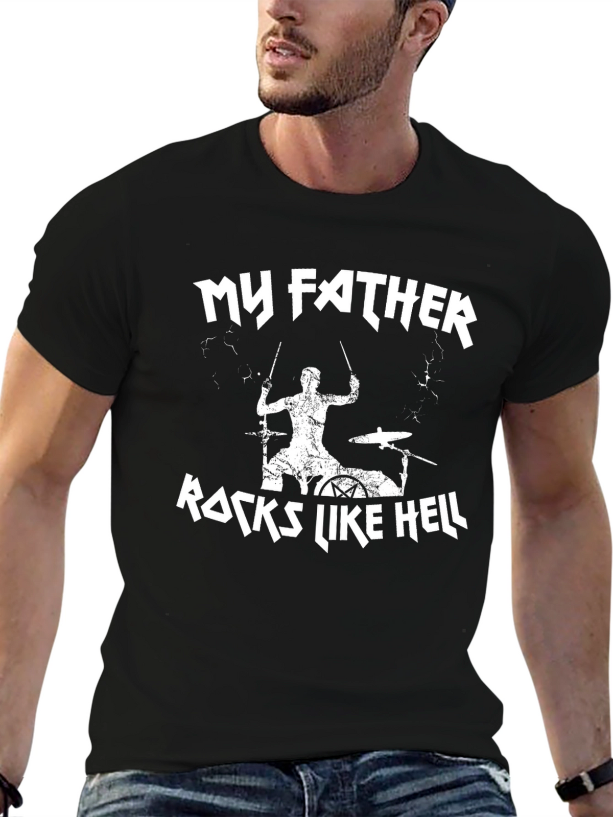 My Father Rocks Like Hell Black Graphic Tee