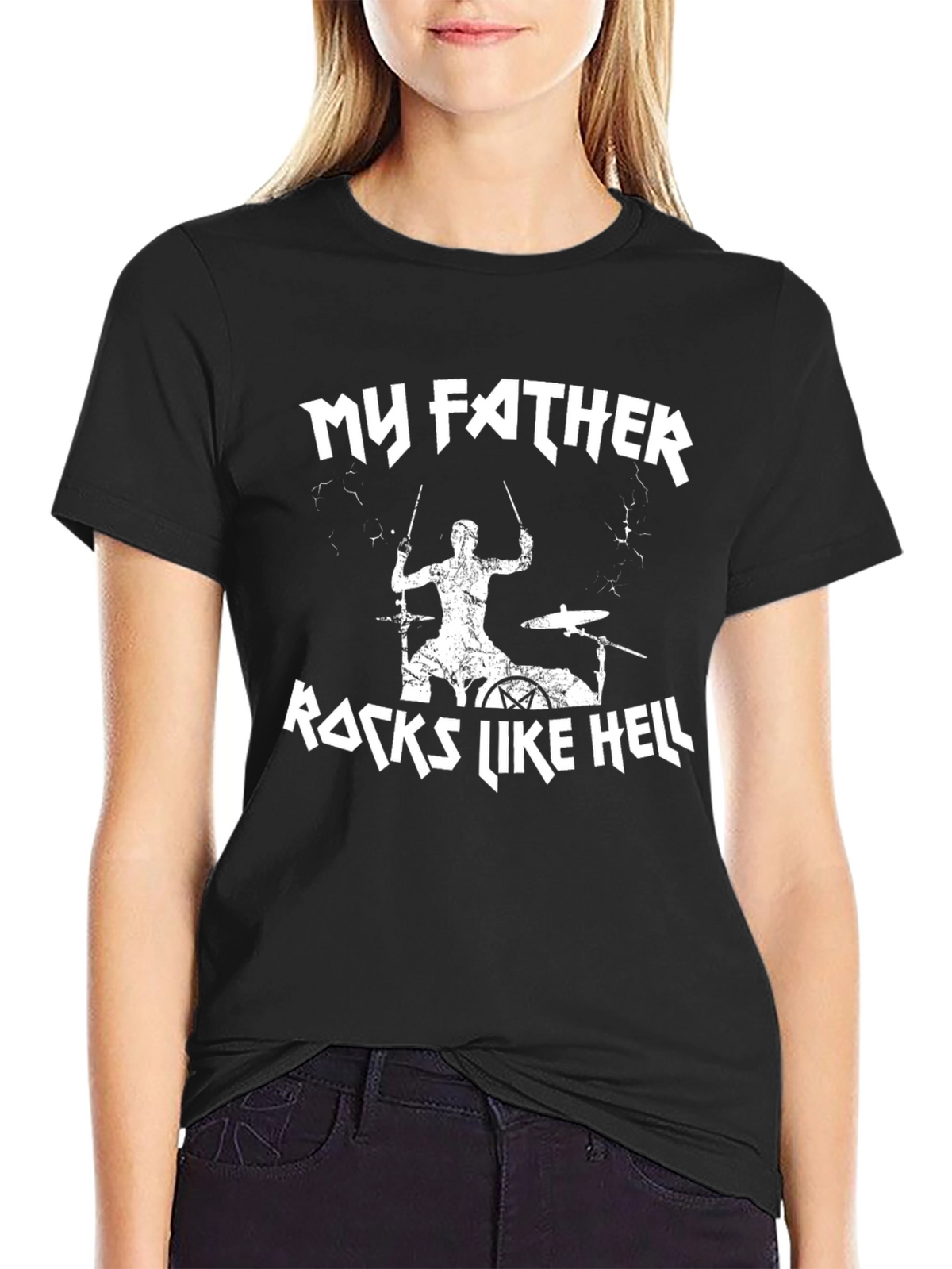 My Father Rocks Like Hell Black Graphic Tee