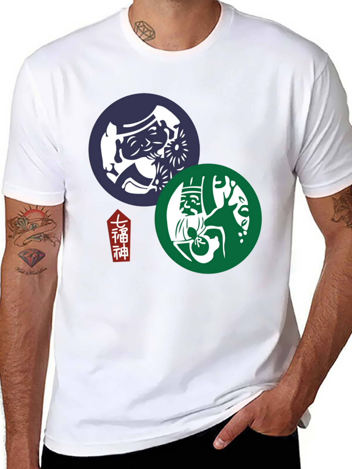 Japanese Lucky Gods Graphic T-Shirt