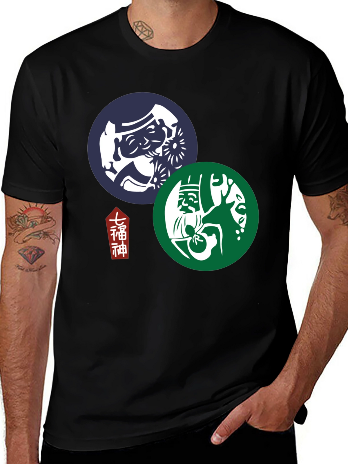 Japanese Lucky Gods Graphic T-Shirt