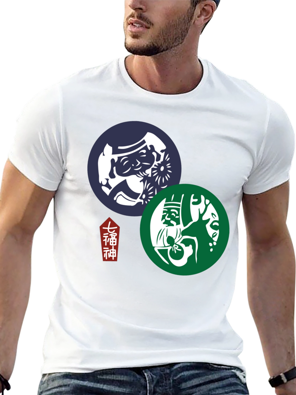 Japanese Lucky Gods Graphic T-Shirt