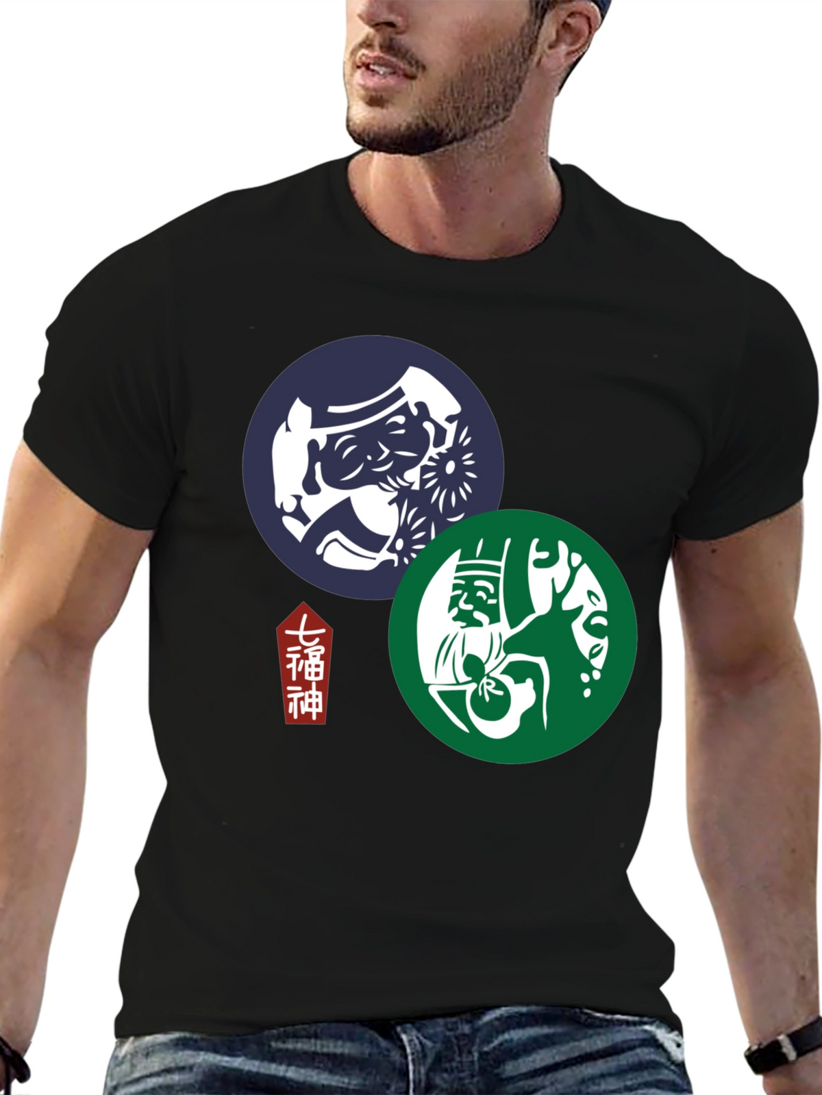 Japanese Lucky Gods Graphic T-Shirt