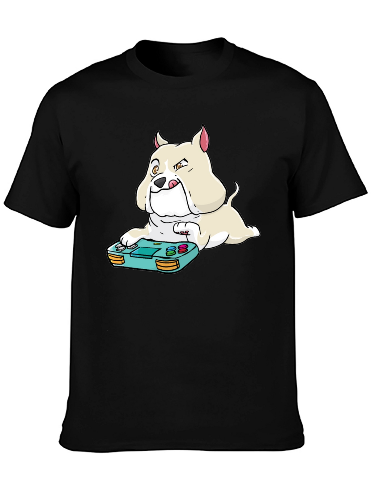 Gamer Dog Graphic Tee - Black Casual T-Shirt