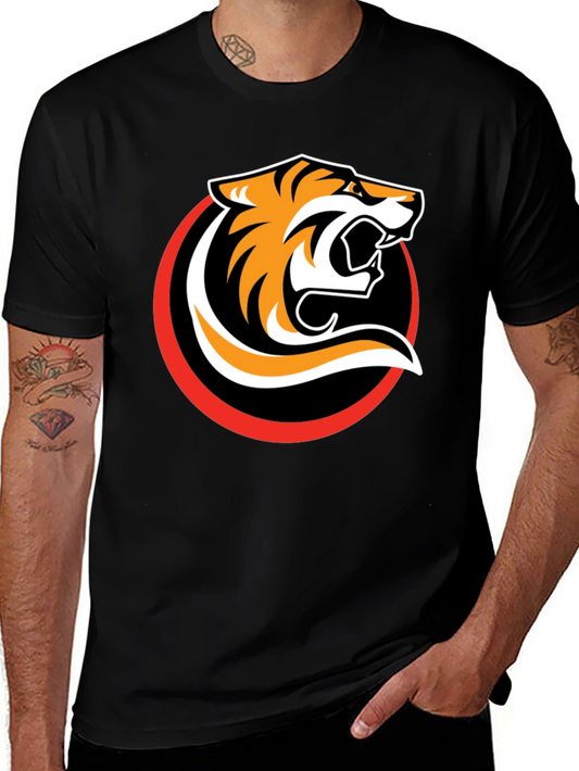 Black T-Shirt with Bold Tiger Graphic