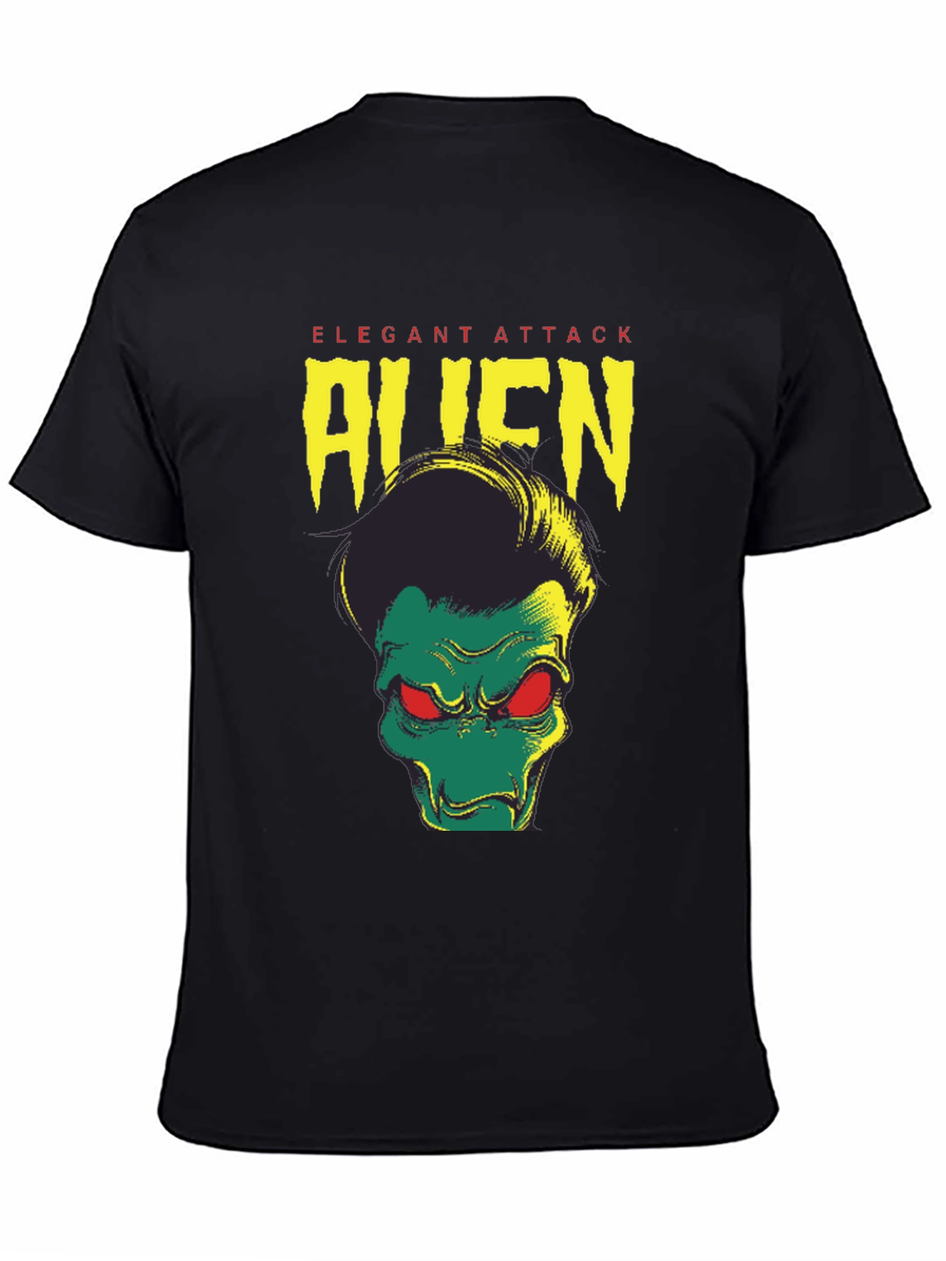 Elegant Attack Alien Graphic Tee - Black