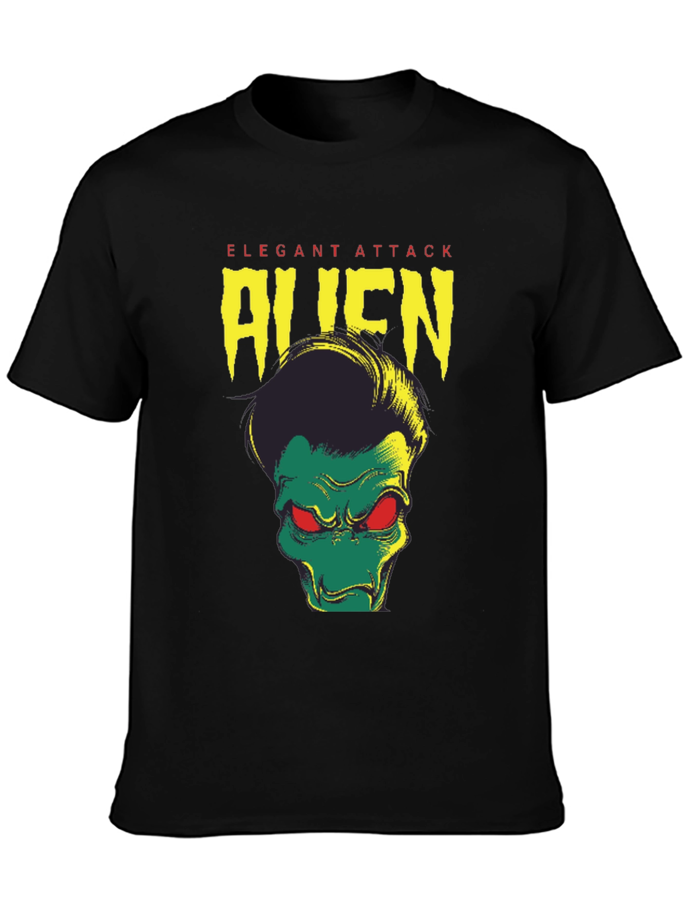 Elegant Attack Alien Graphic Tee - Black