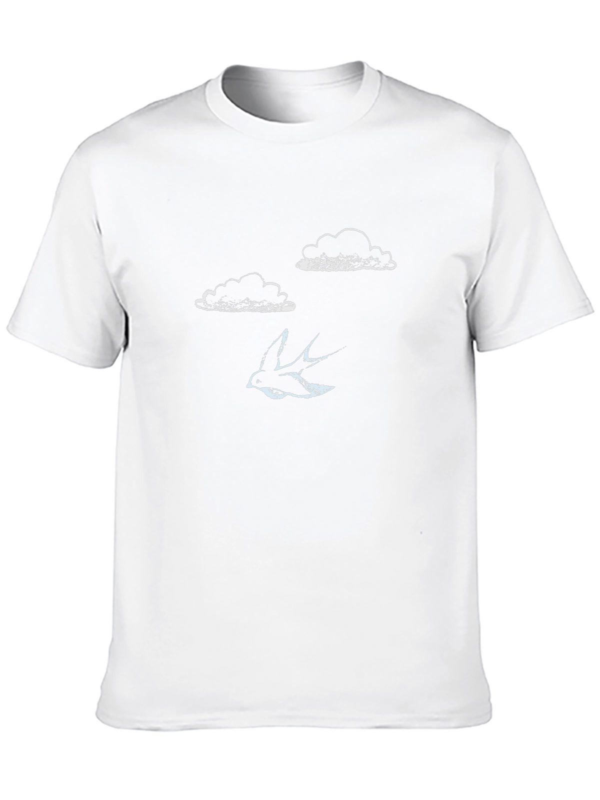 Mens Black T-Shirt - Clouds & Bird Design
